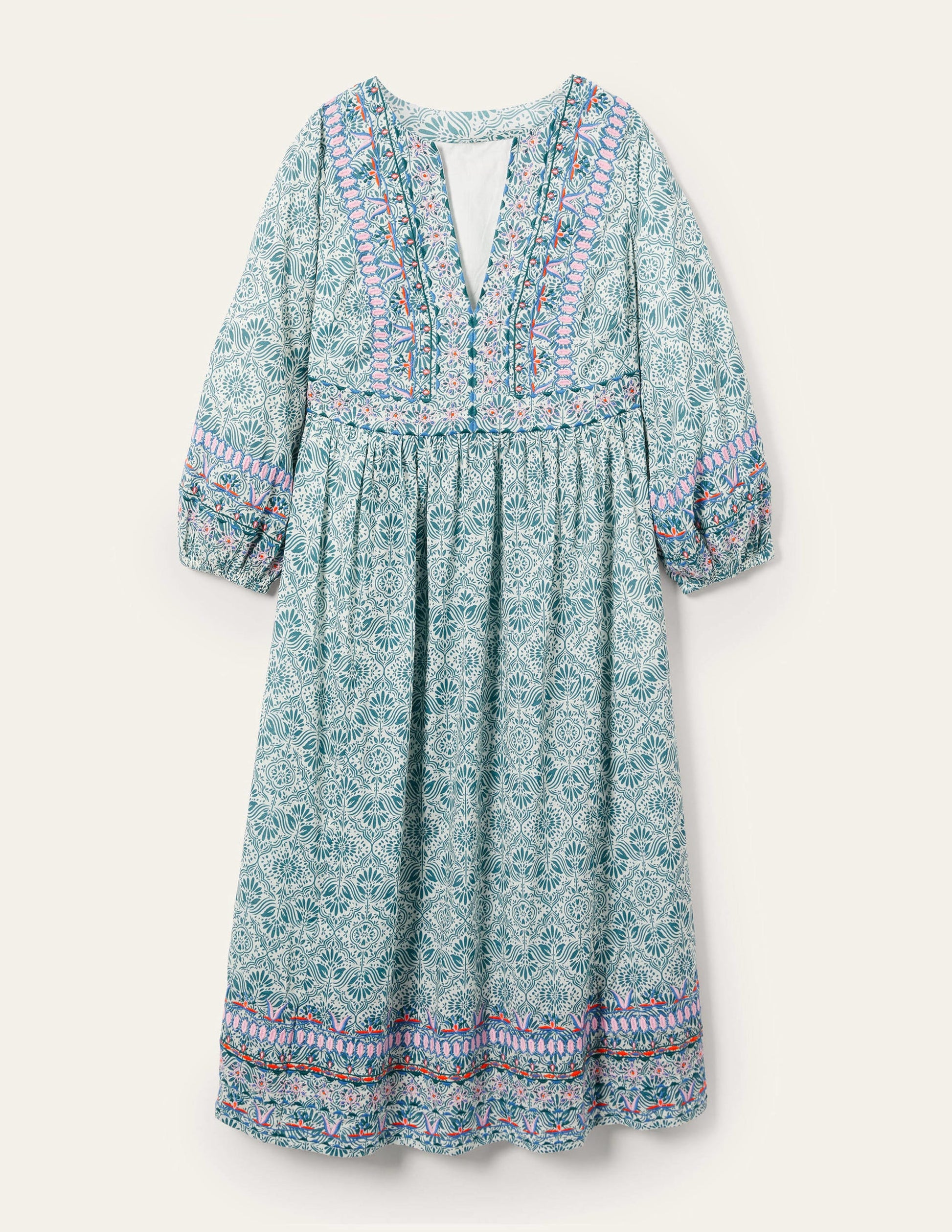 Midikleid mit Stickerei-Ritterspornblau, Orientalisches Diamantmuster-6