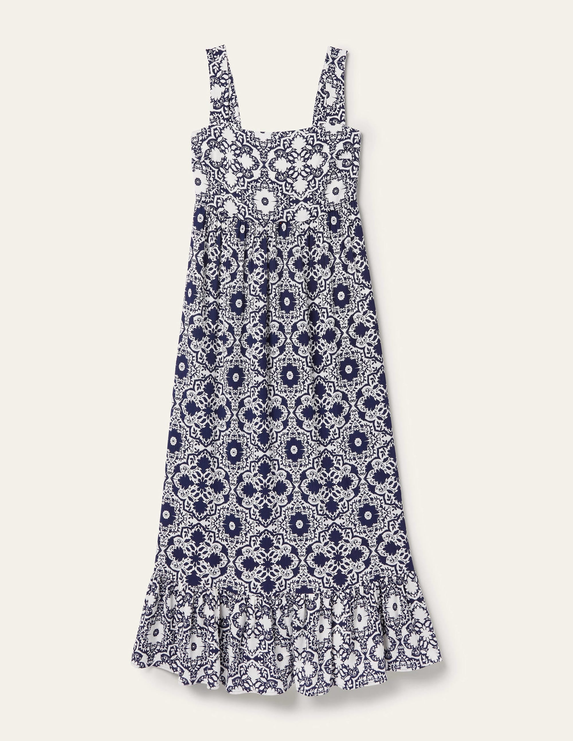 Freya Maxikleid mit Schnürung am Rücken-Navy, Bloomsbury-Muster - Image 7
