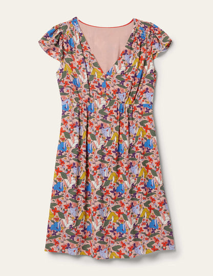 Grace Kleid mit Flatterärmeln-Milchshake, Tulpenmuster