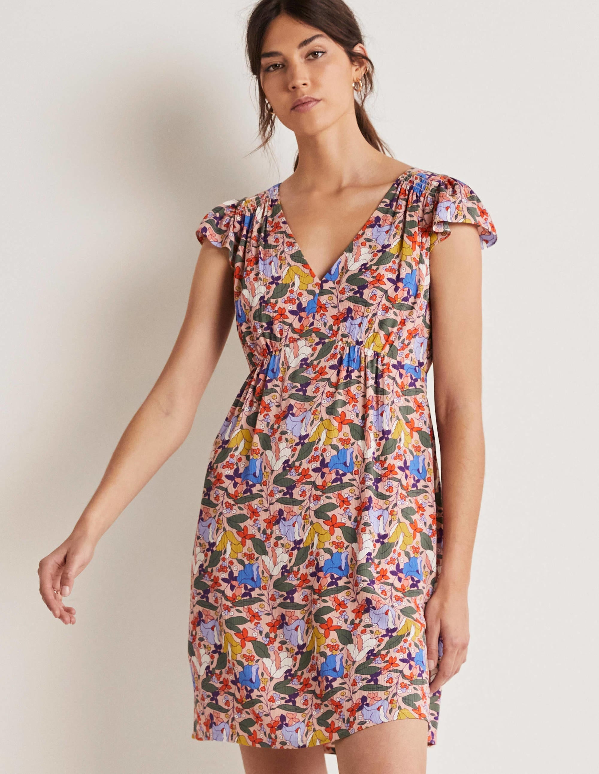Grace Flutter Sleeve Dress-Milkshake, Tulip Terrace - Image 1