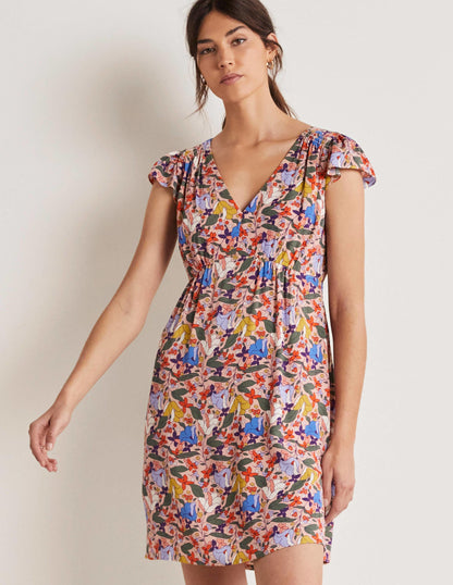 Grace Kleid mit Flatterärmeln-Milchshake, Tulpenmuster
