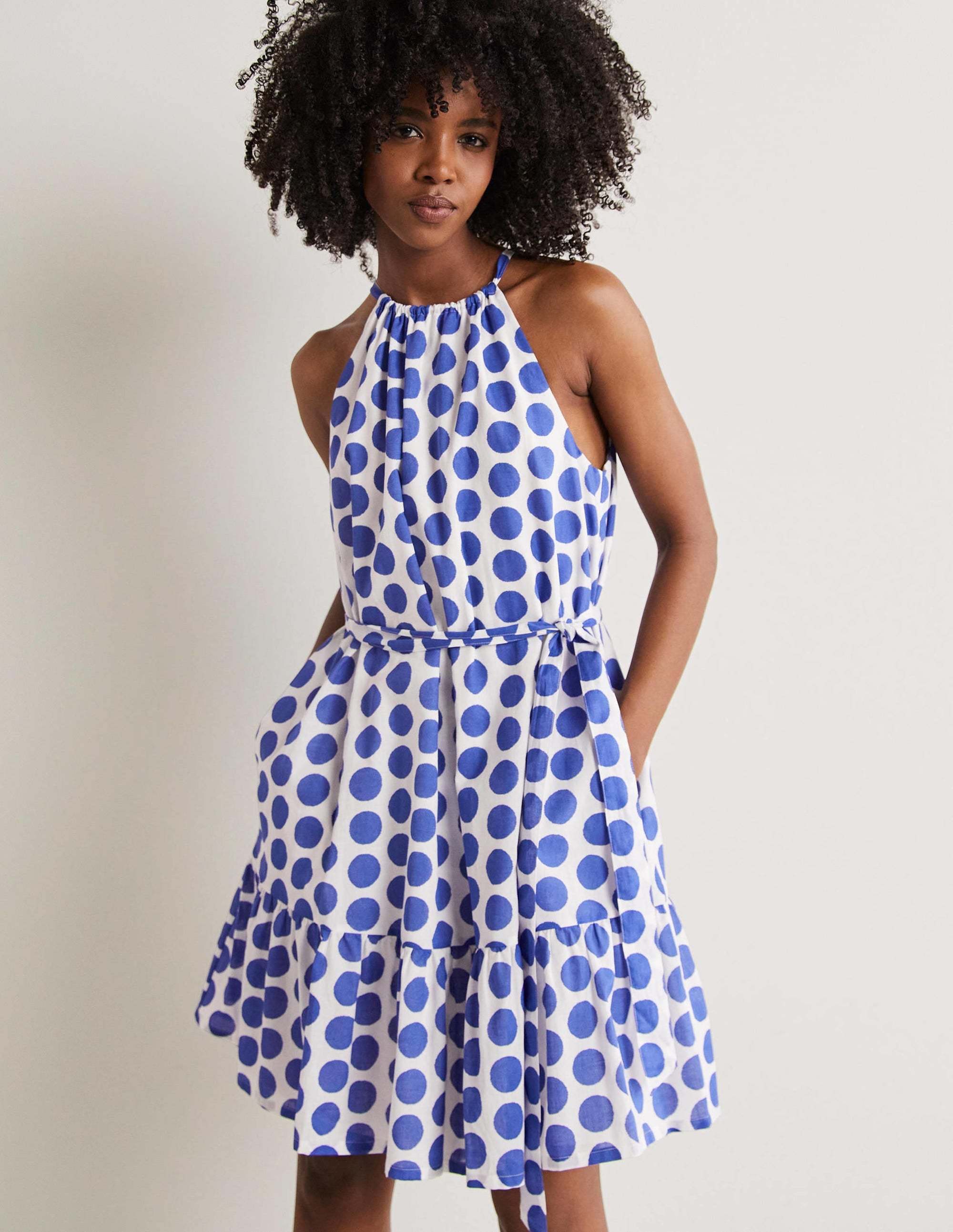 Ingrid Halterneck Dress-Atlantic Ocean, Ikat Spot - Image 1