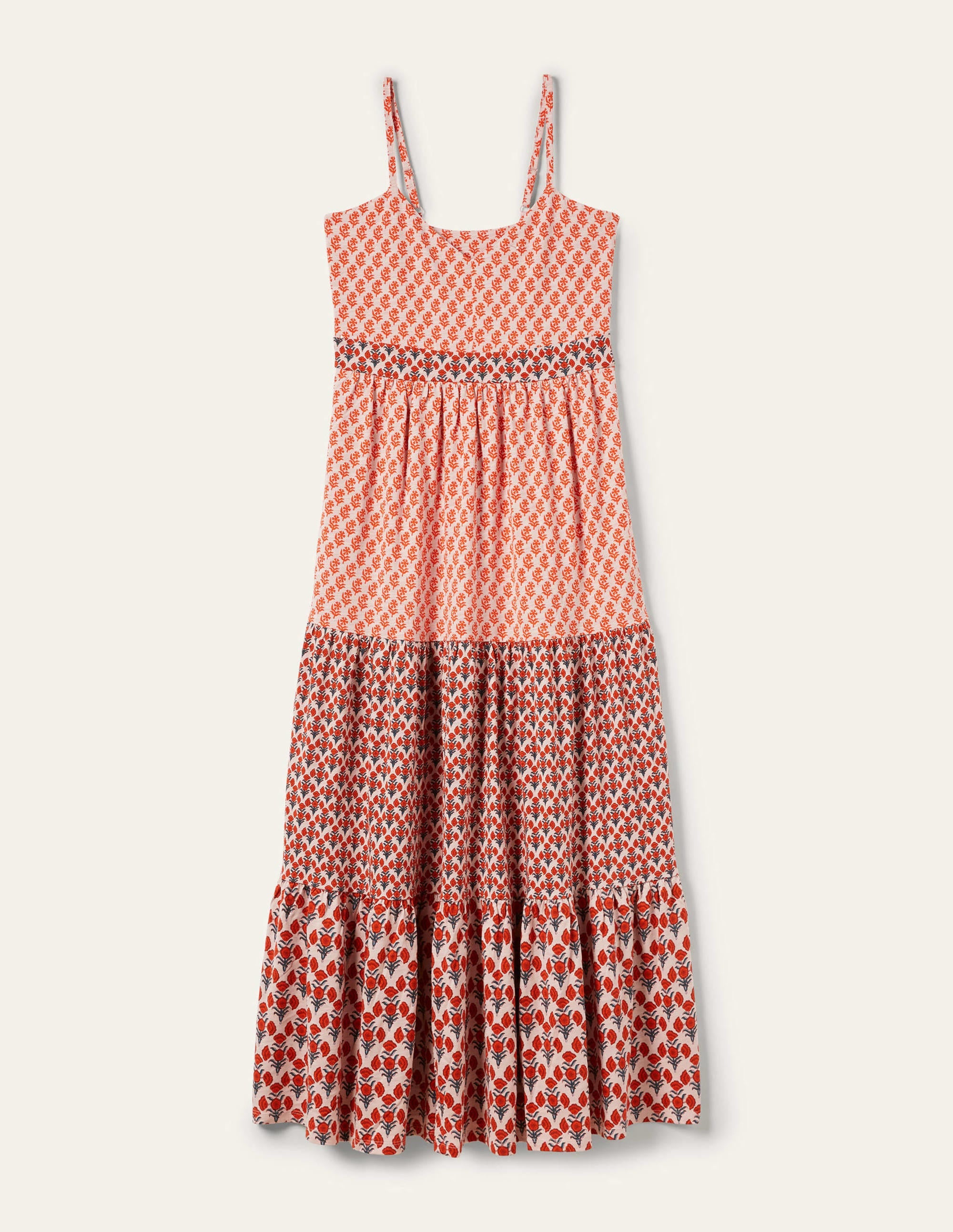 Robe longue à bretelles en jersey-Milkshake, motif Woodblock Bloom - Image 5