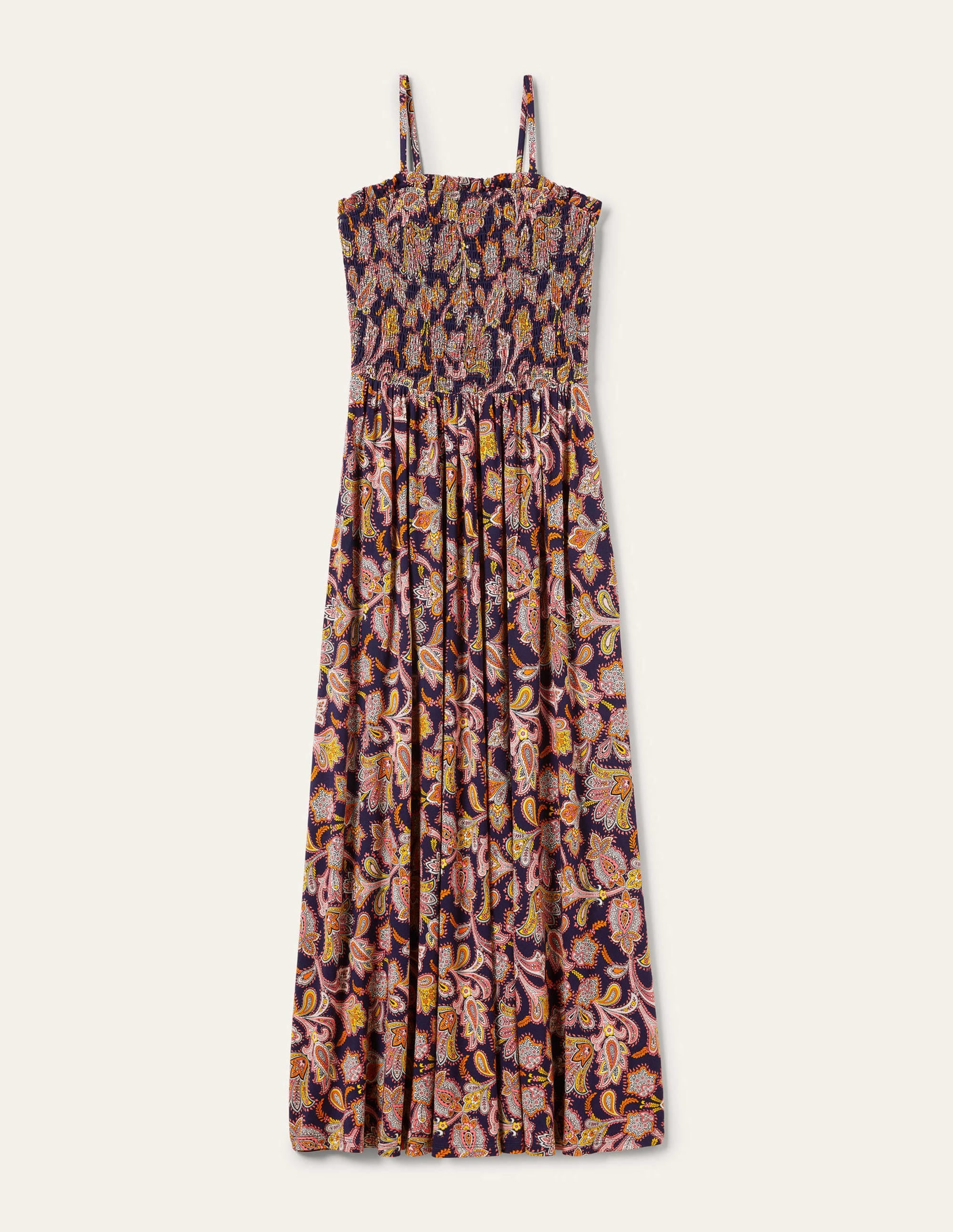 Strapless Jersey Maxi Dress-French Navy, Paisley Bud - Image 7