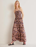 Strapless Jersey Maxi Dress-French Navy, Paisley Bud