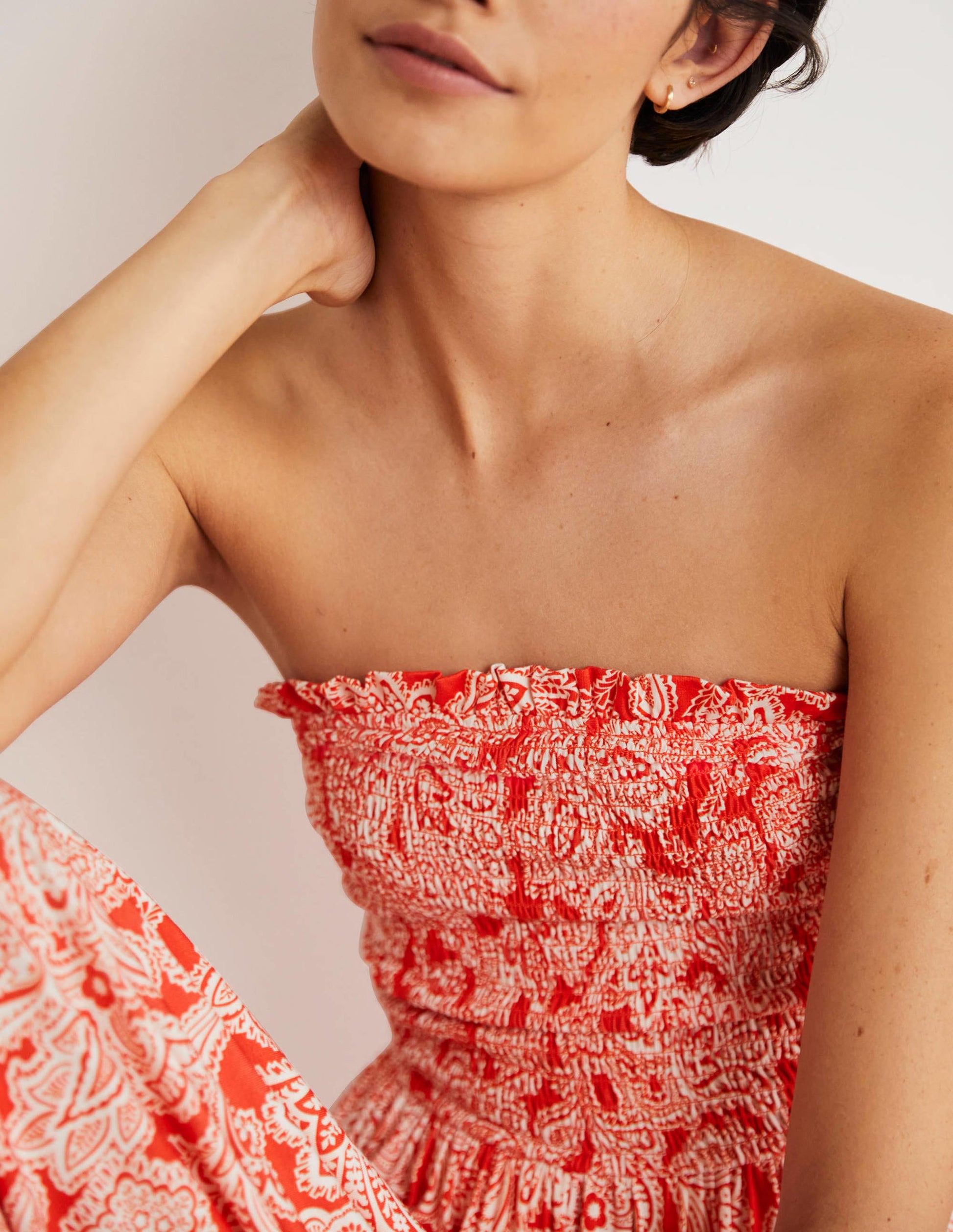 Robe longue bustier en jersey-Pétard, motif Paisley Bud-2