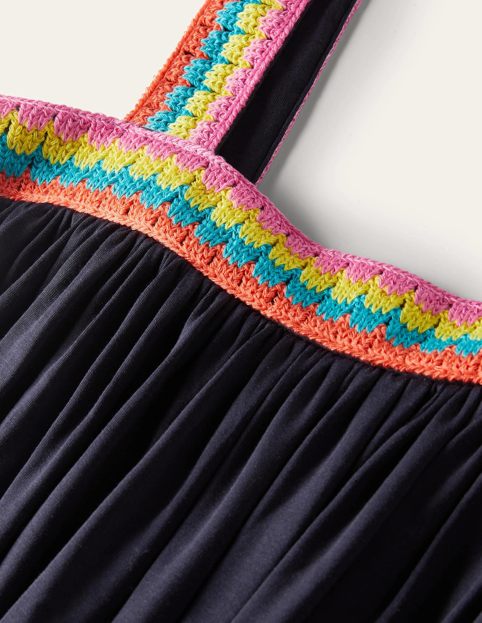 Robe longue en jersey avec détails crochetés-Bleu marine - Image 6