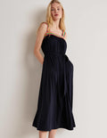 Robe longue en jersey avec détails crochetés-Bleu marine
