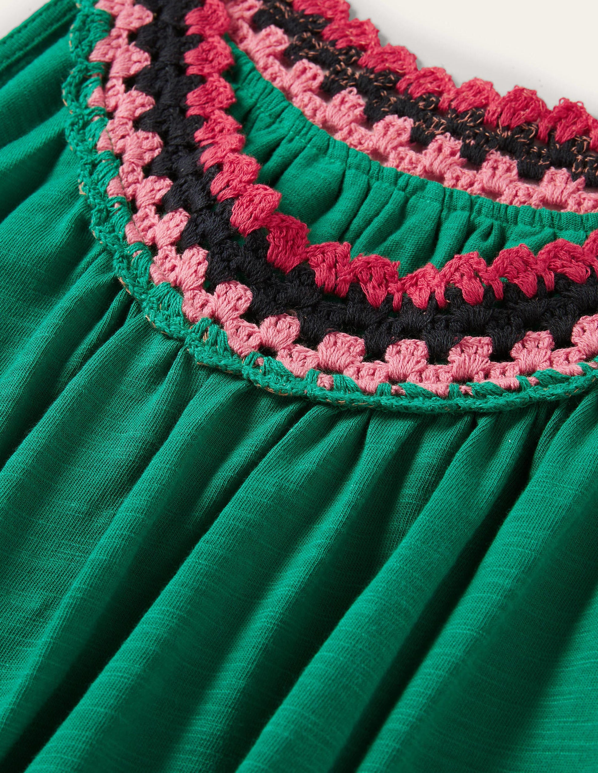 Jerseykleid mit Häkeldetails-Waldgrün-6