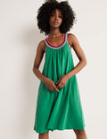 Jerseykleid mit Häkeldetails-Waldgrün