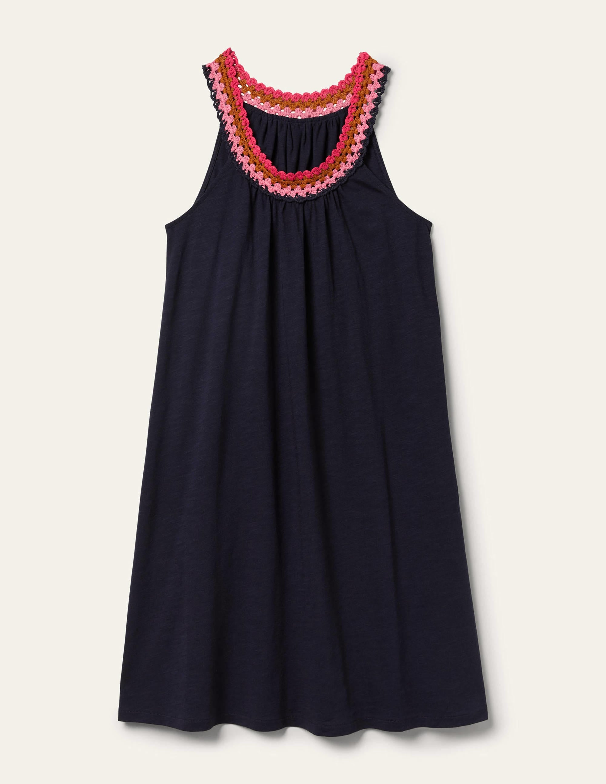 Robe en jersey avec détail crocheté-Bleu marine - Image 6