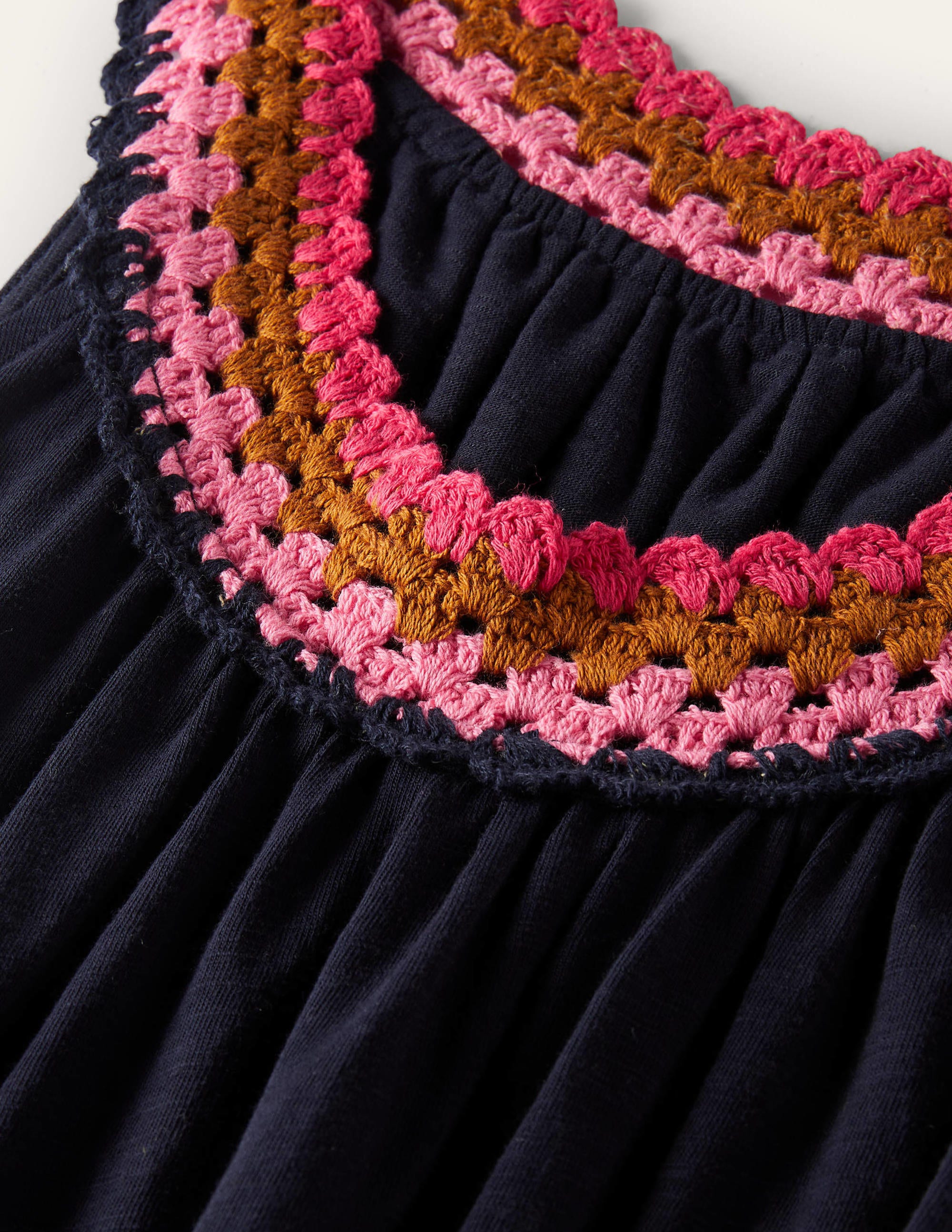 Robe en jersey avec détail crocheté-Bleu marine - Image 7