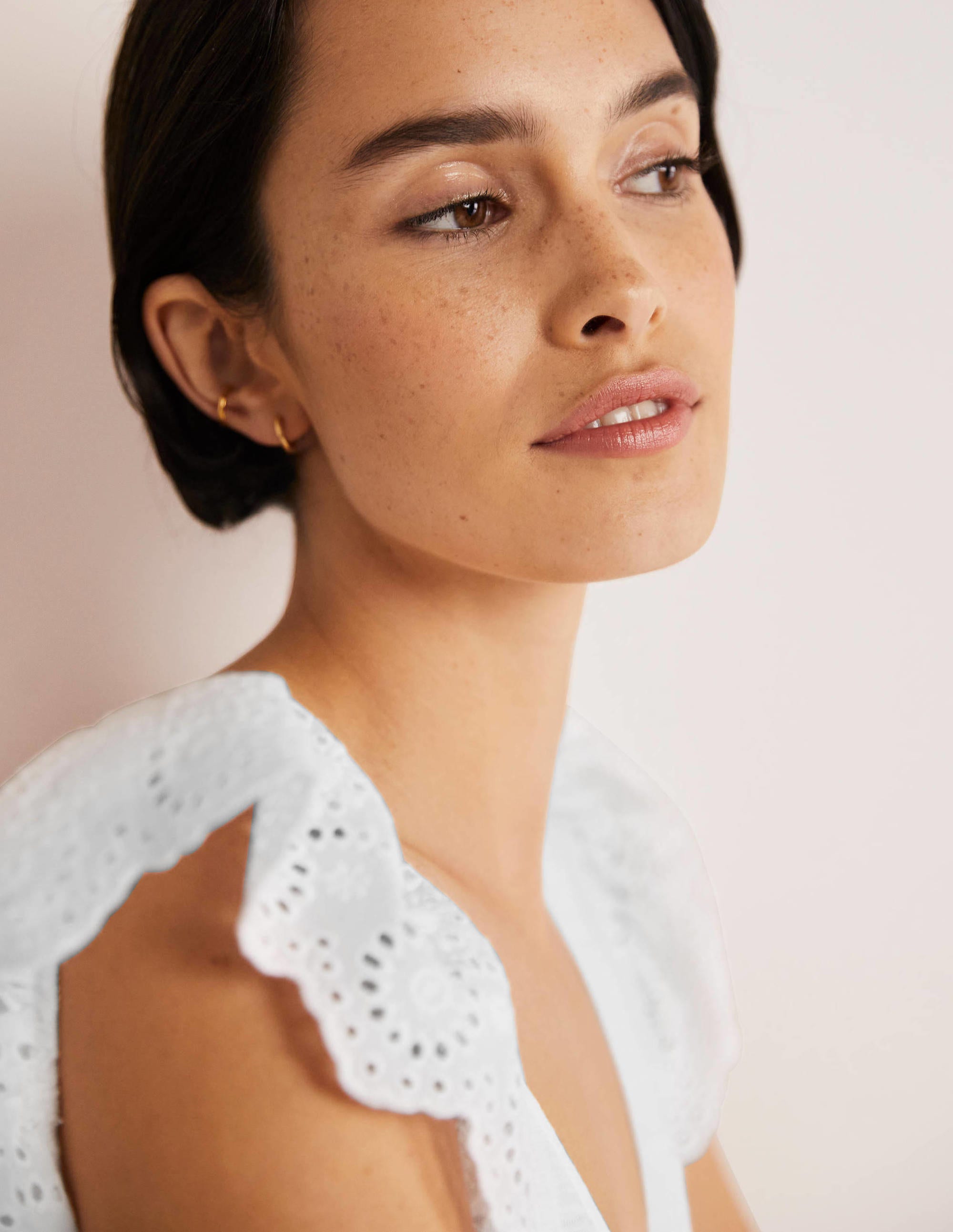 Robe longue en jersey et broderie anglaise-Blanc - Image 2