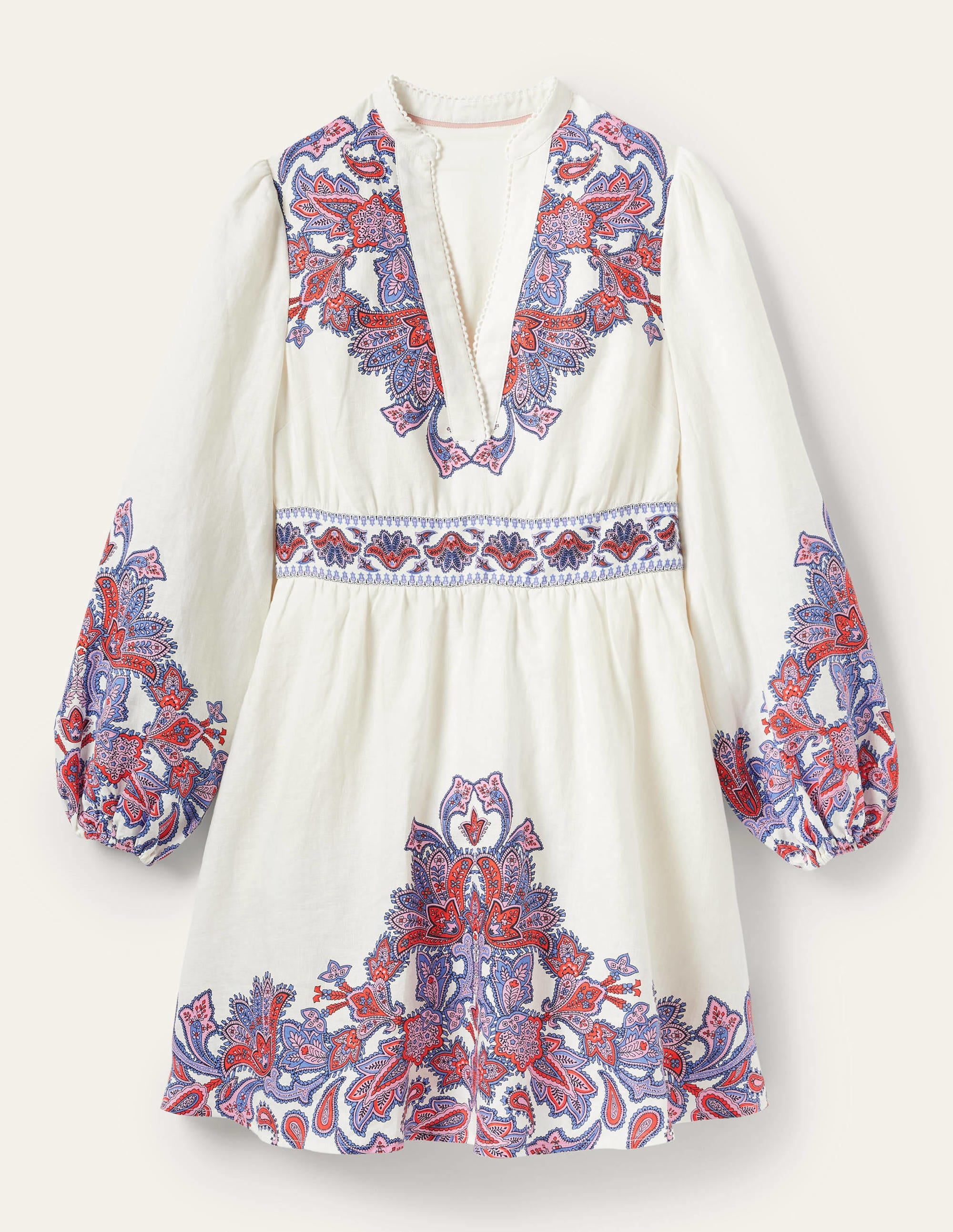 Mini-robe Flora en lin-Ivoire, motif Paisley Bud - Image 7