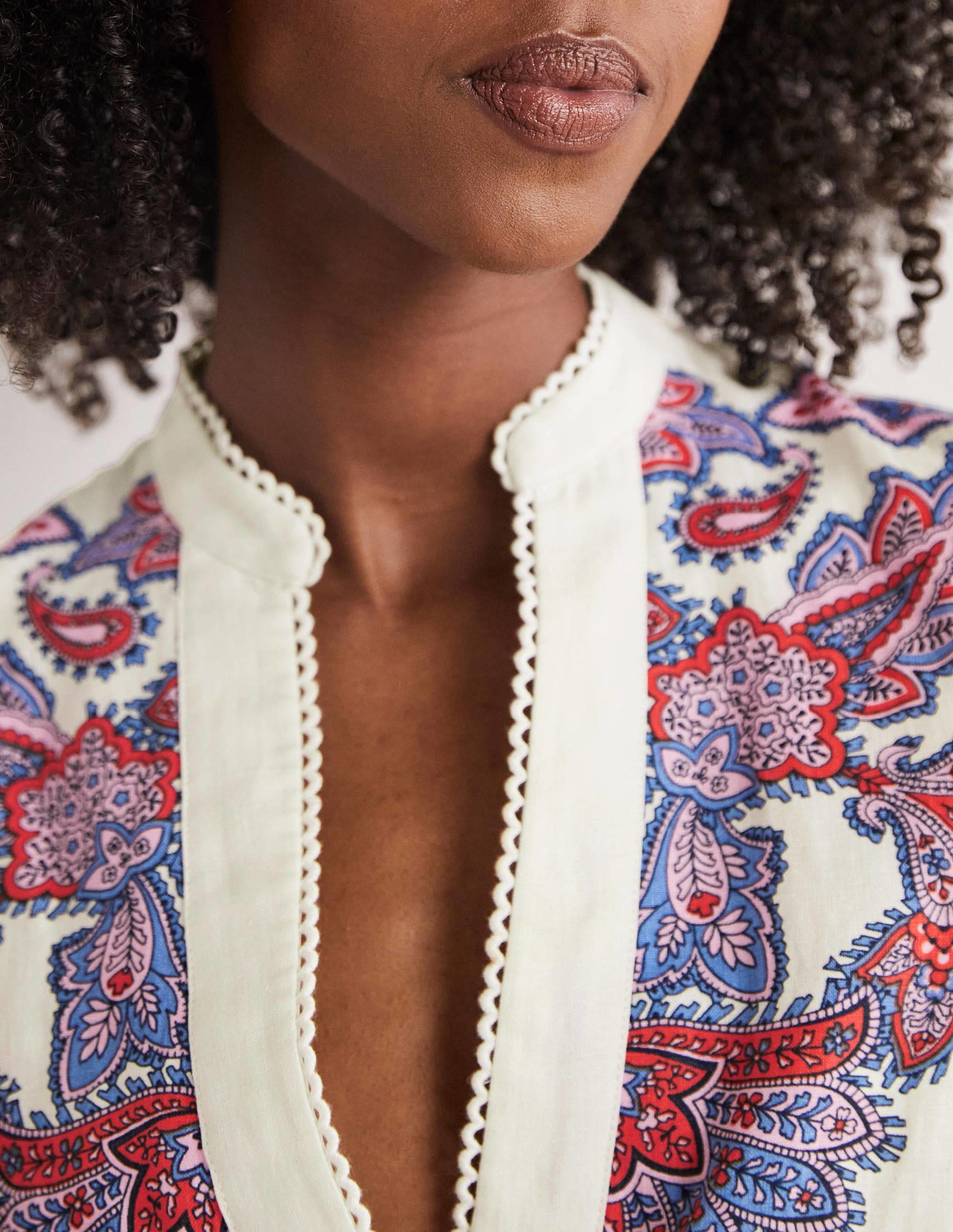 Mini-robe Flora en lin-Ivoire, motif Paisley Bud-2