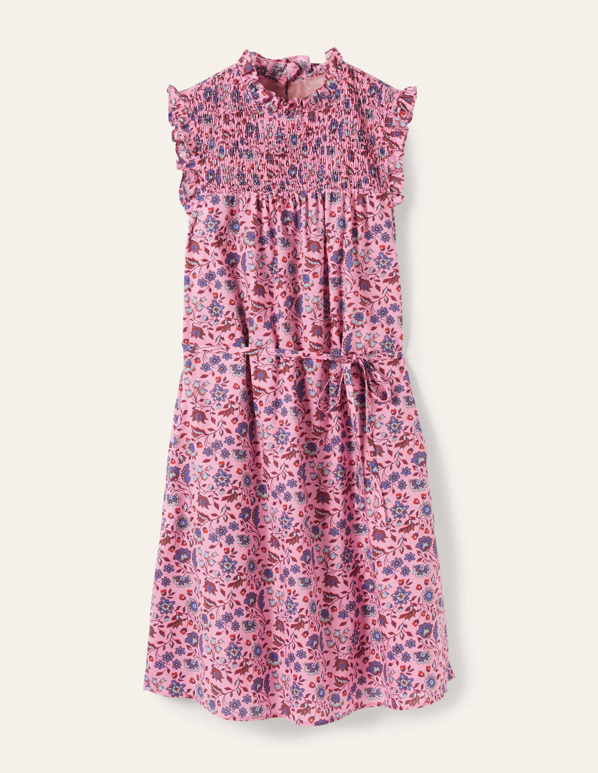 Ärmelloses Smok-Minikleid-Kirschblütenrosa, Orientalische Wiese-6