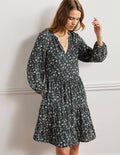 Notch Neck Tiered Dress-Trekking Green, Wild Flora