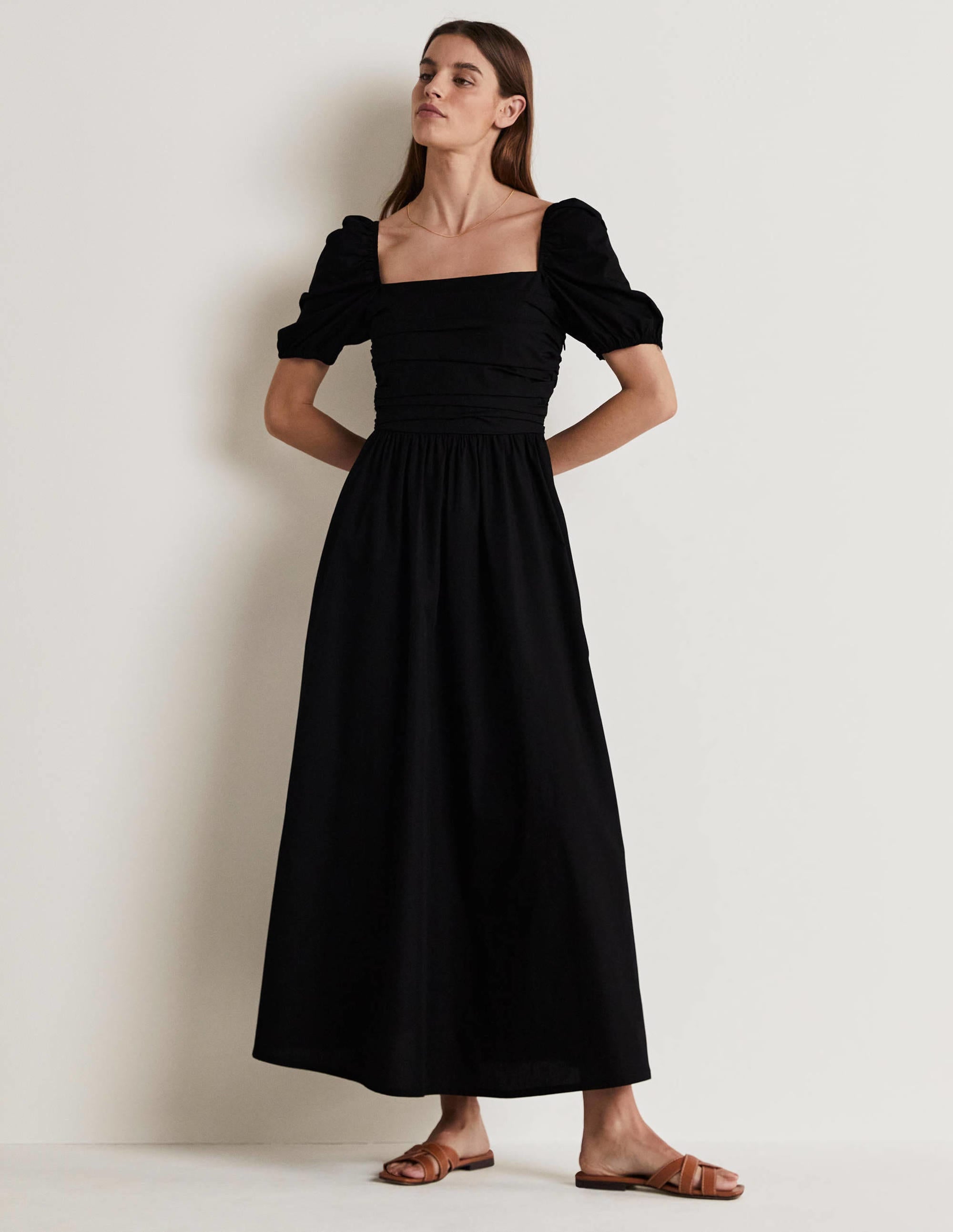 Kleid mit gerafftem Oberteil-Schwarz - Image 1