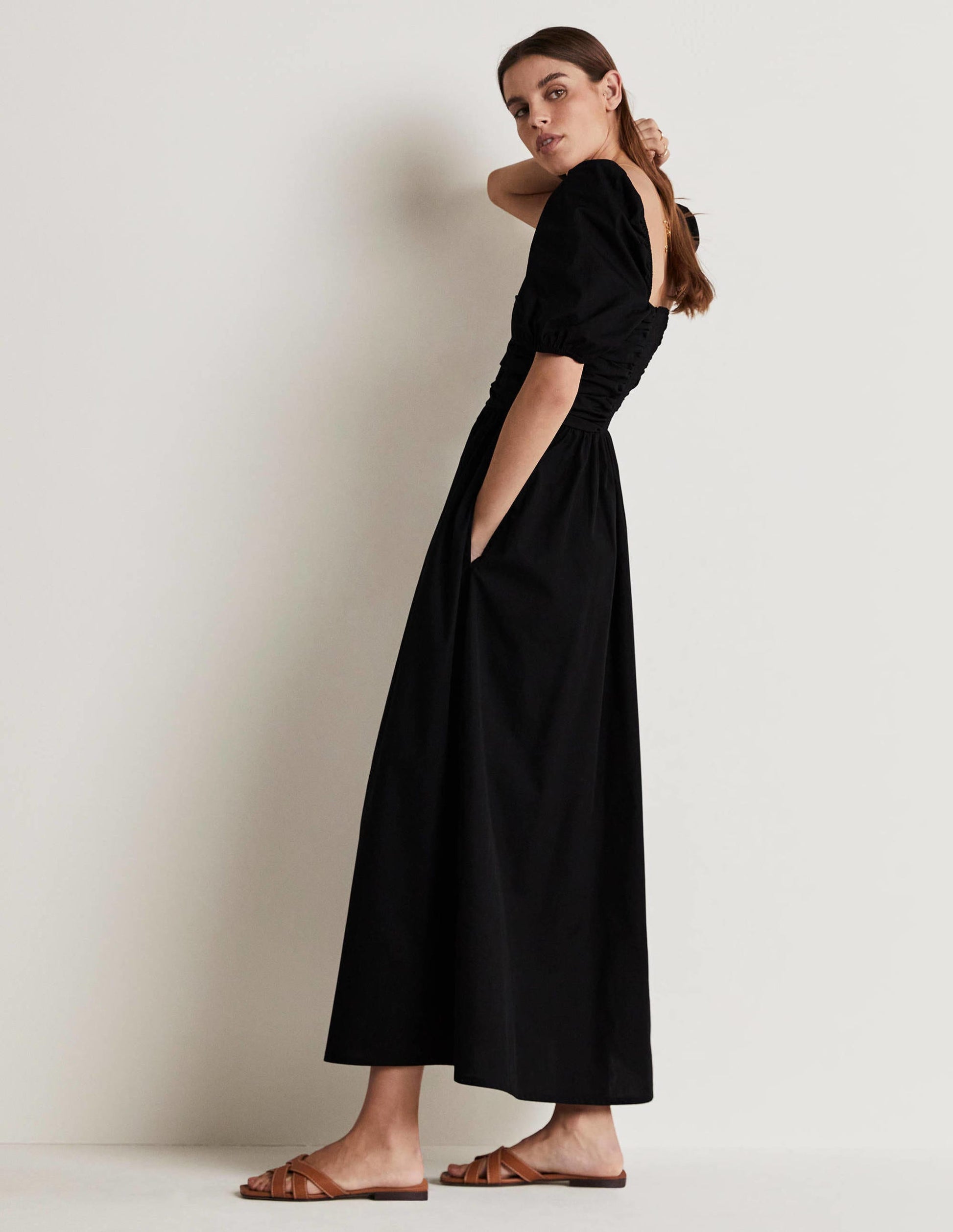 Kleid mit gerafftem Oberteil-Schwarz-3