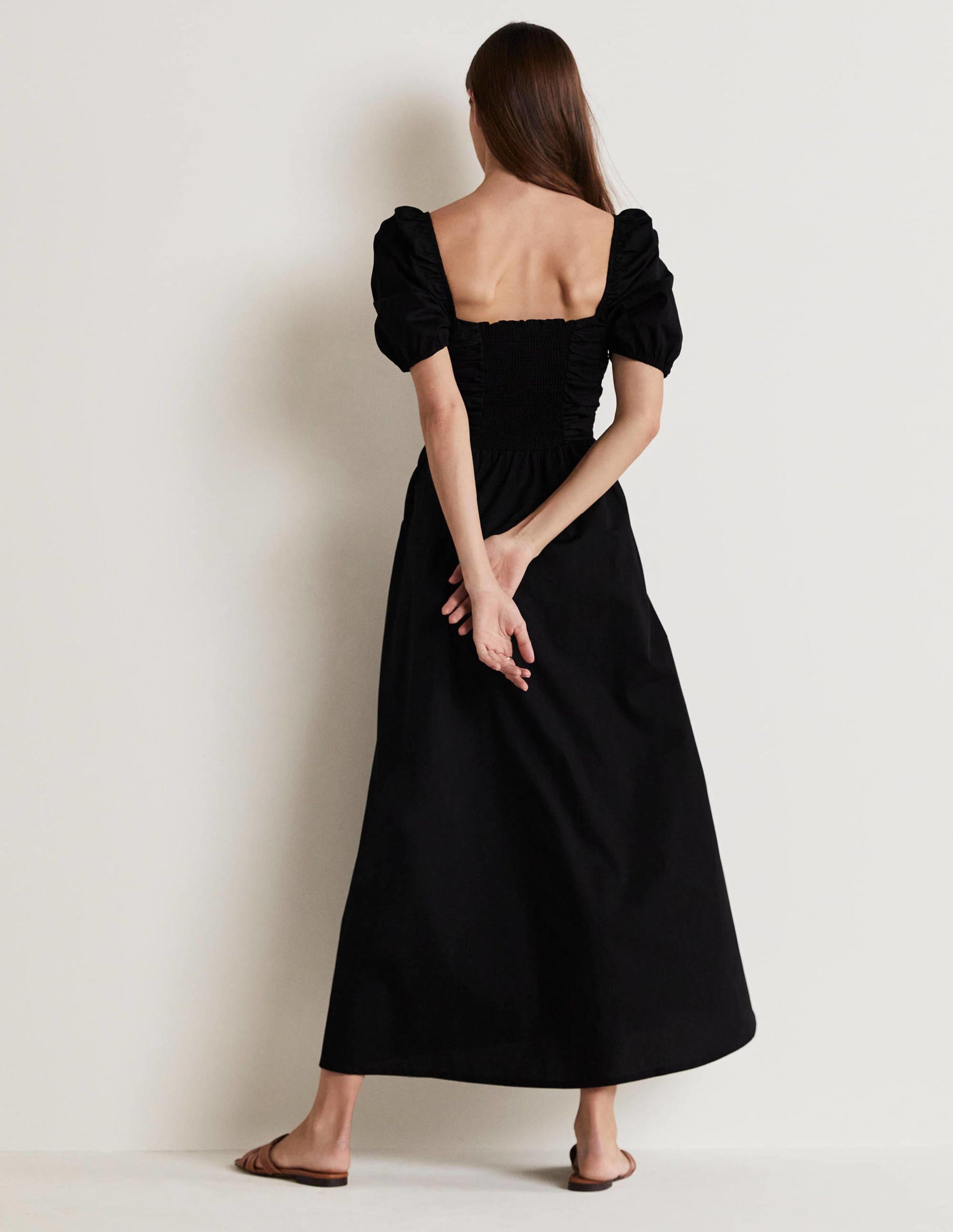 Kleid mit gerafftem Oberteil-Schwarz-4