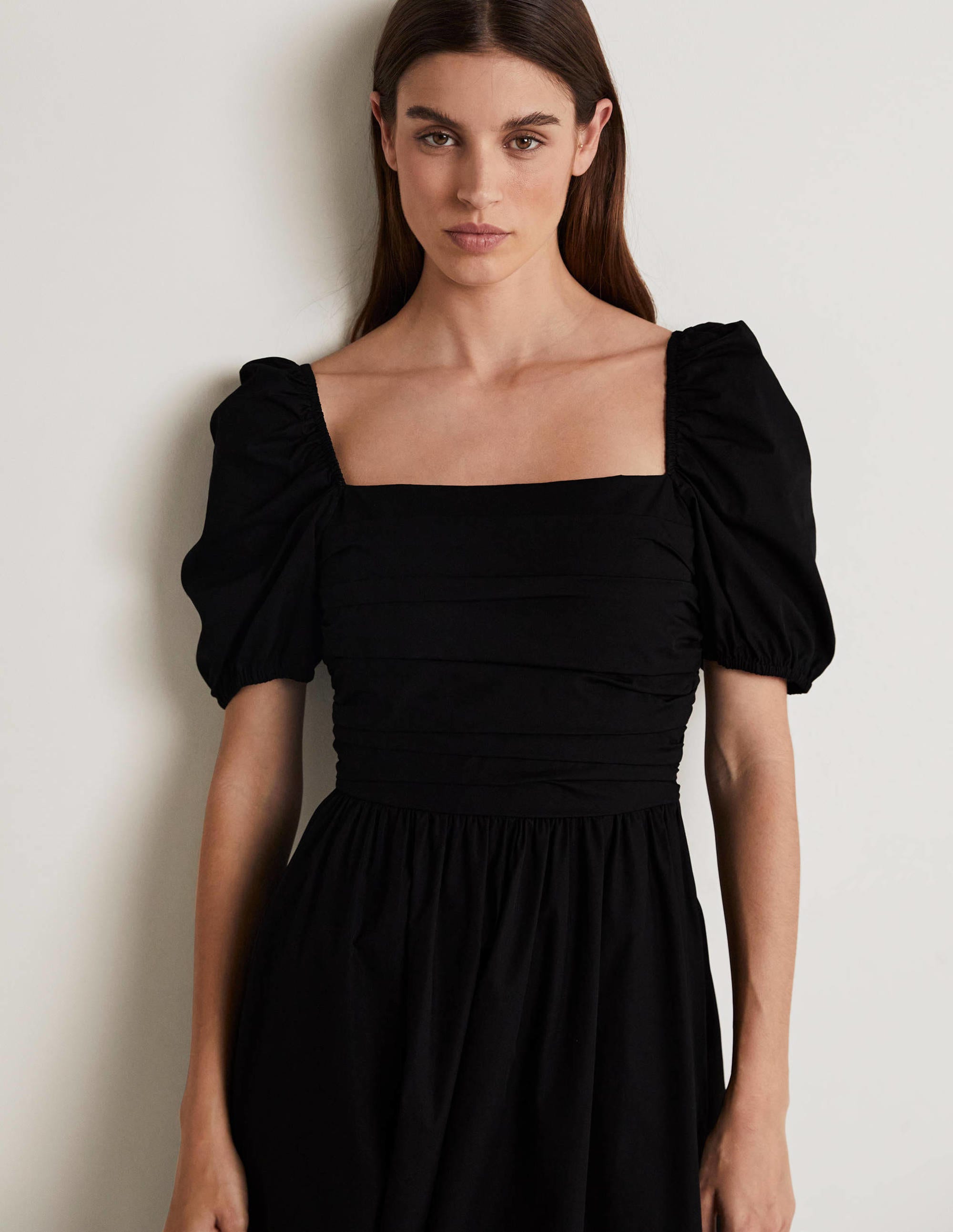 Kleid mit gerafftem Oberteil-Schwarz - Image 5