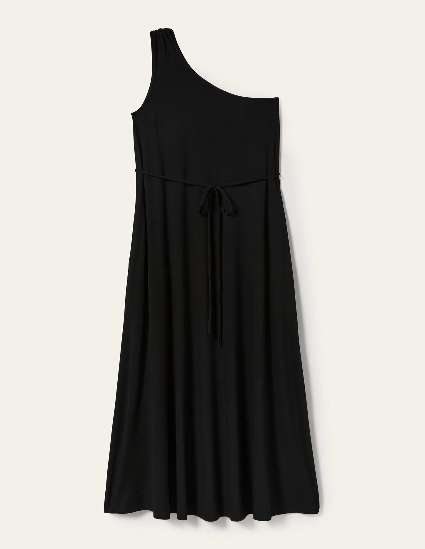 One-Shoulder-Midikleid aus Jersey-Schwarz