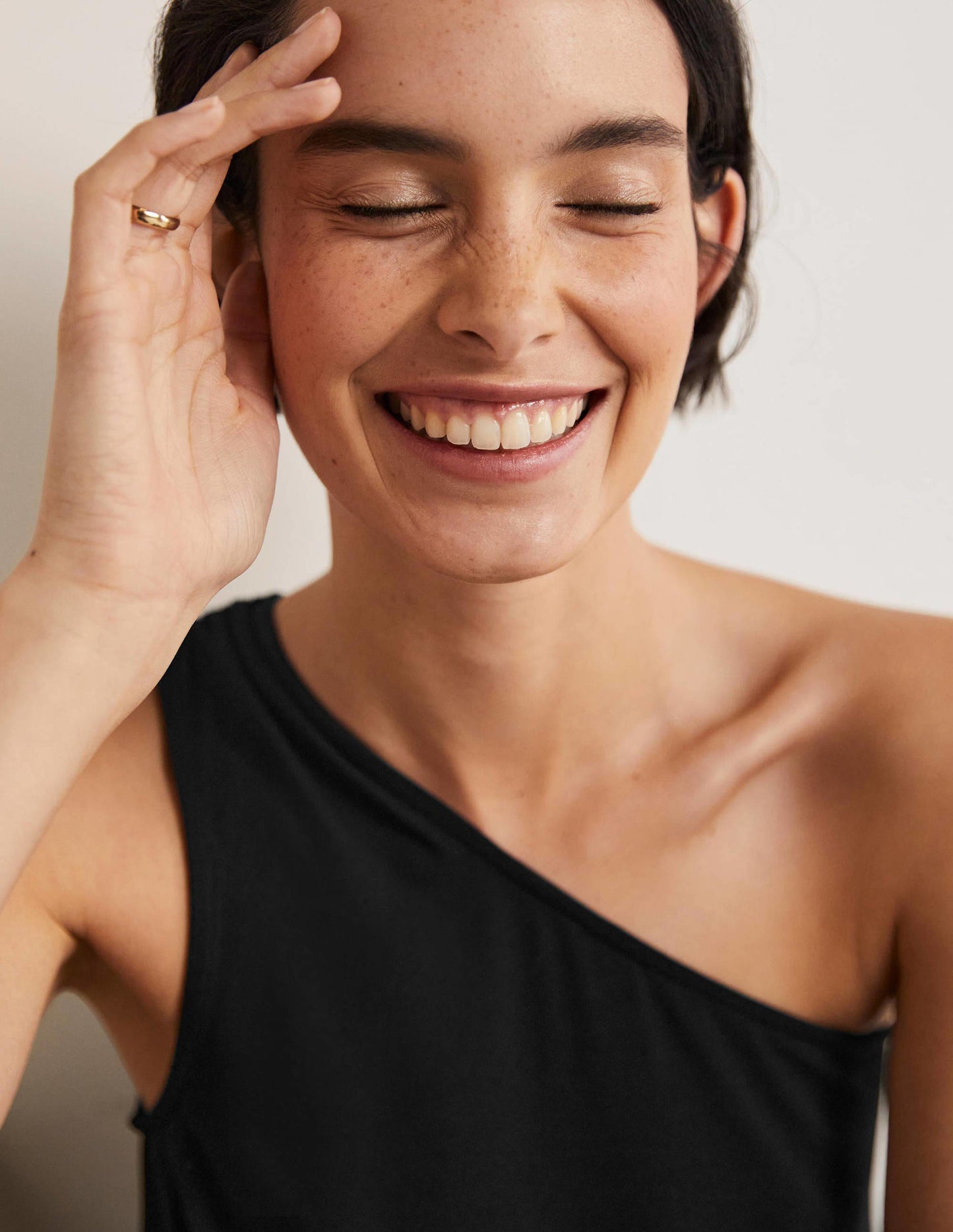One-Shoulder-Midikleid aus Jersey-Schwarz