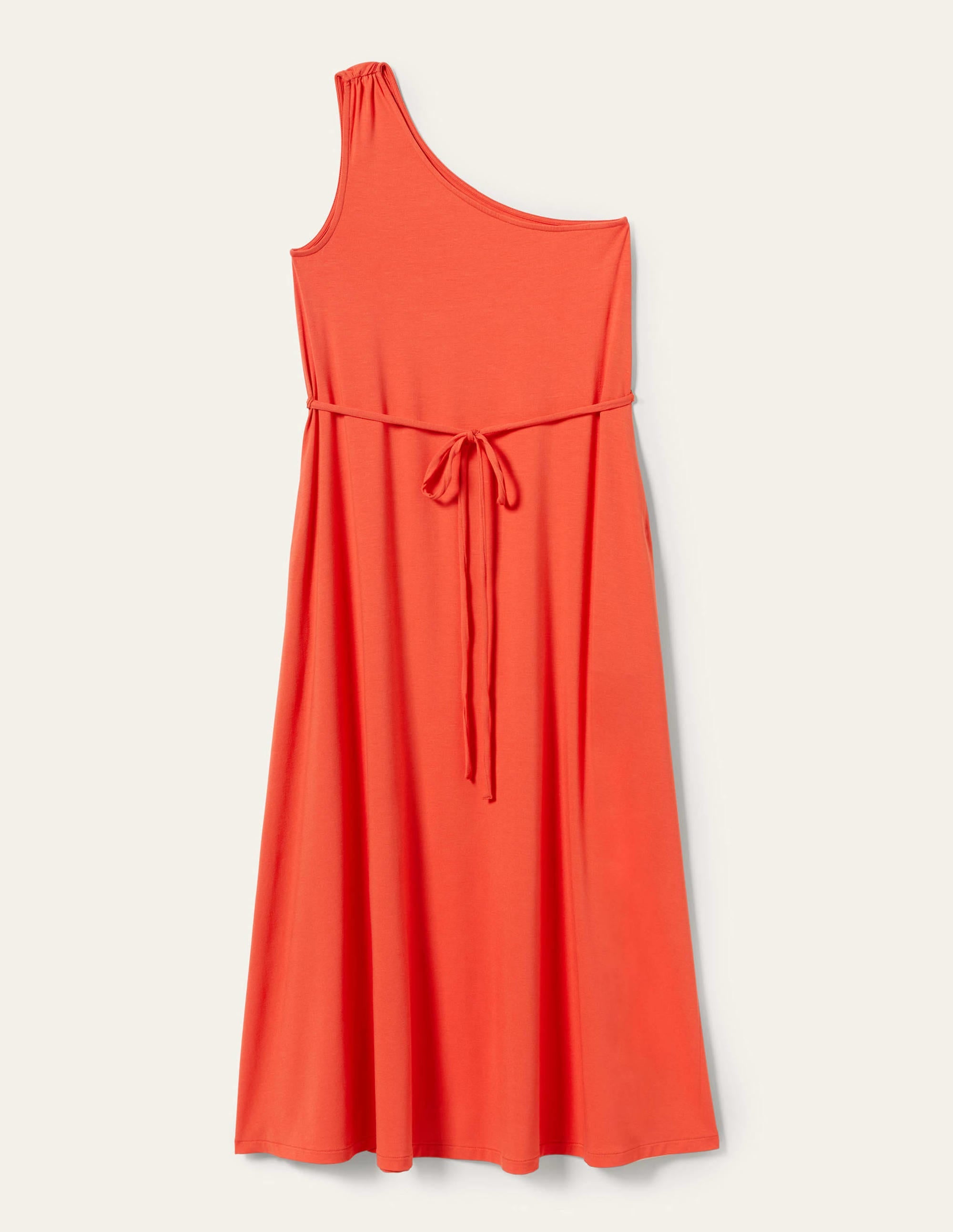 Robe midi asymétrique en jersey-Rouge cerise - Image 5