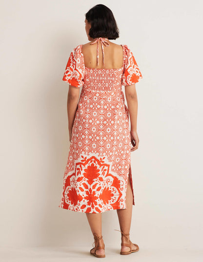 Neckholder-Säulenkleid mit Cut-outs-Feuerwerkskörperrot, Bloomsbury-Muster-2
