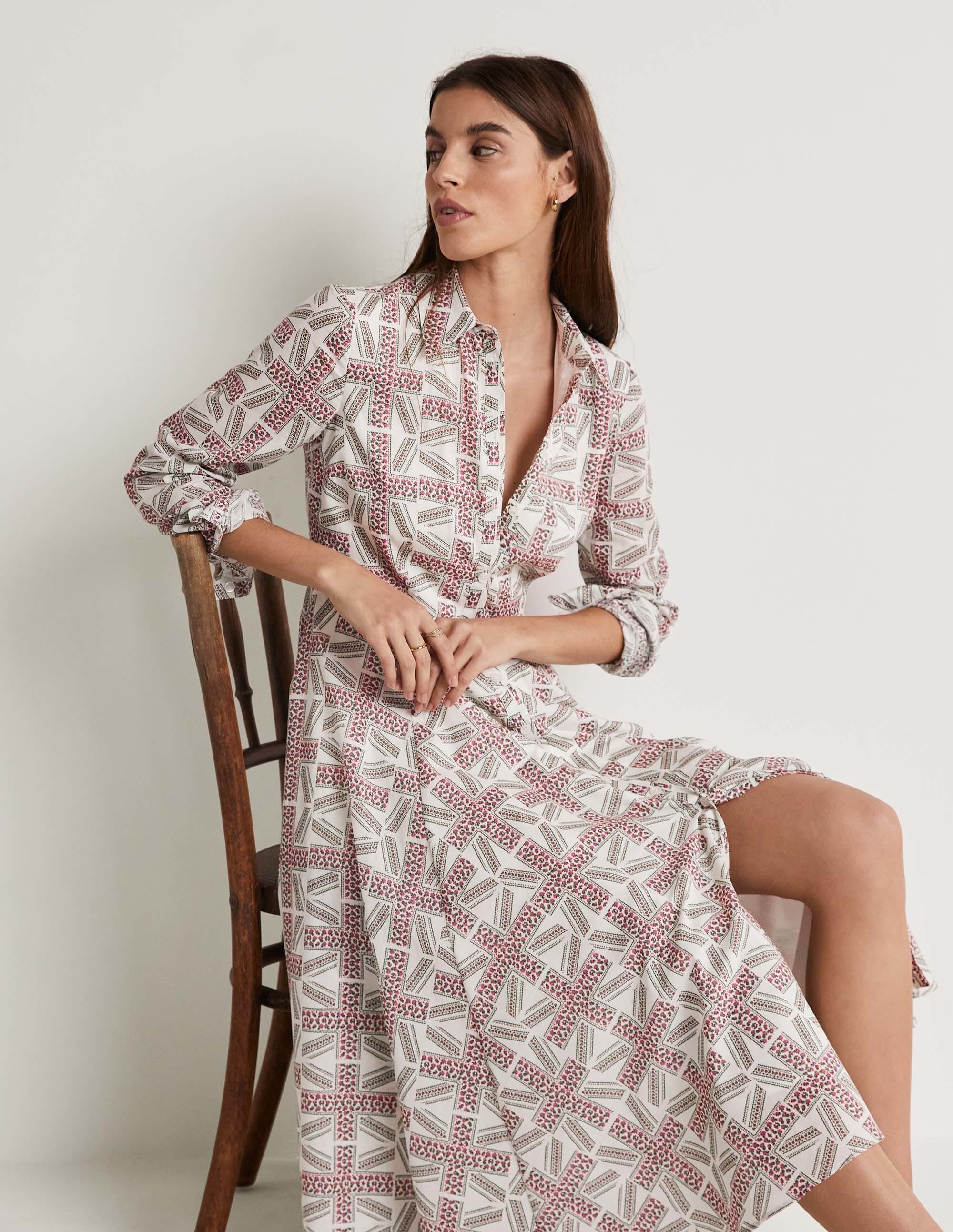 Jubilee Midi Shirt Dress-Ivory, Regal Bloom - Image 7