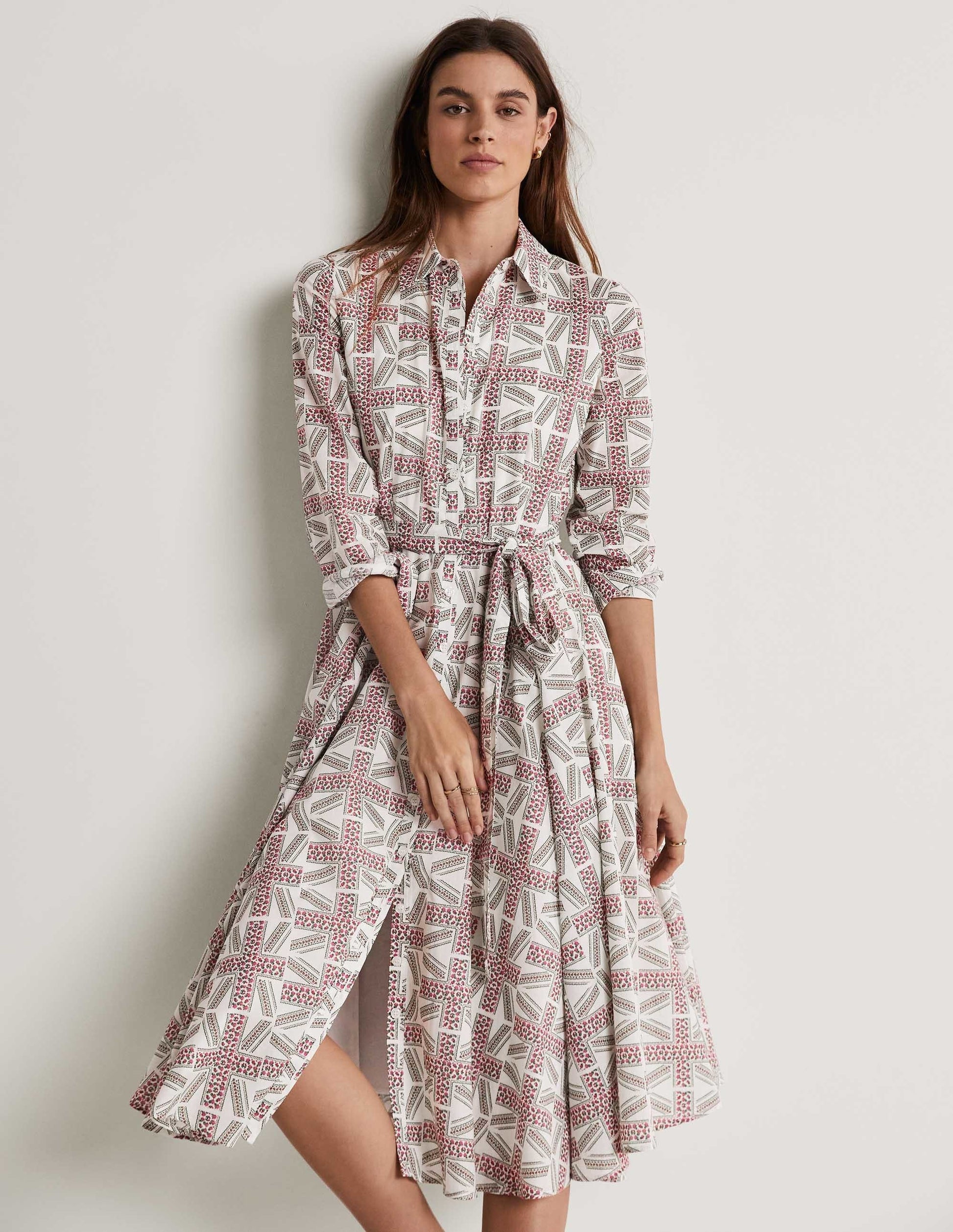 Jubilee Midi Shirt Dress-Ivory, Regal Bloom-8