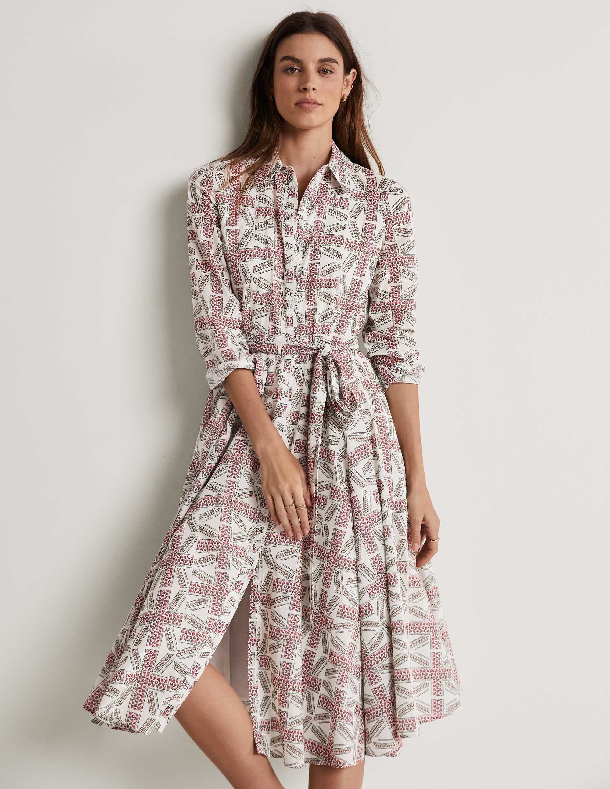 Jubilee Midi Shirt Dress-Ivory, Regal Bloom - Image 8