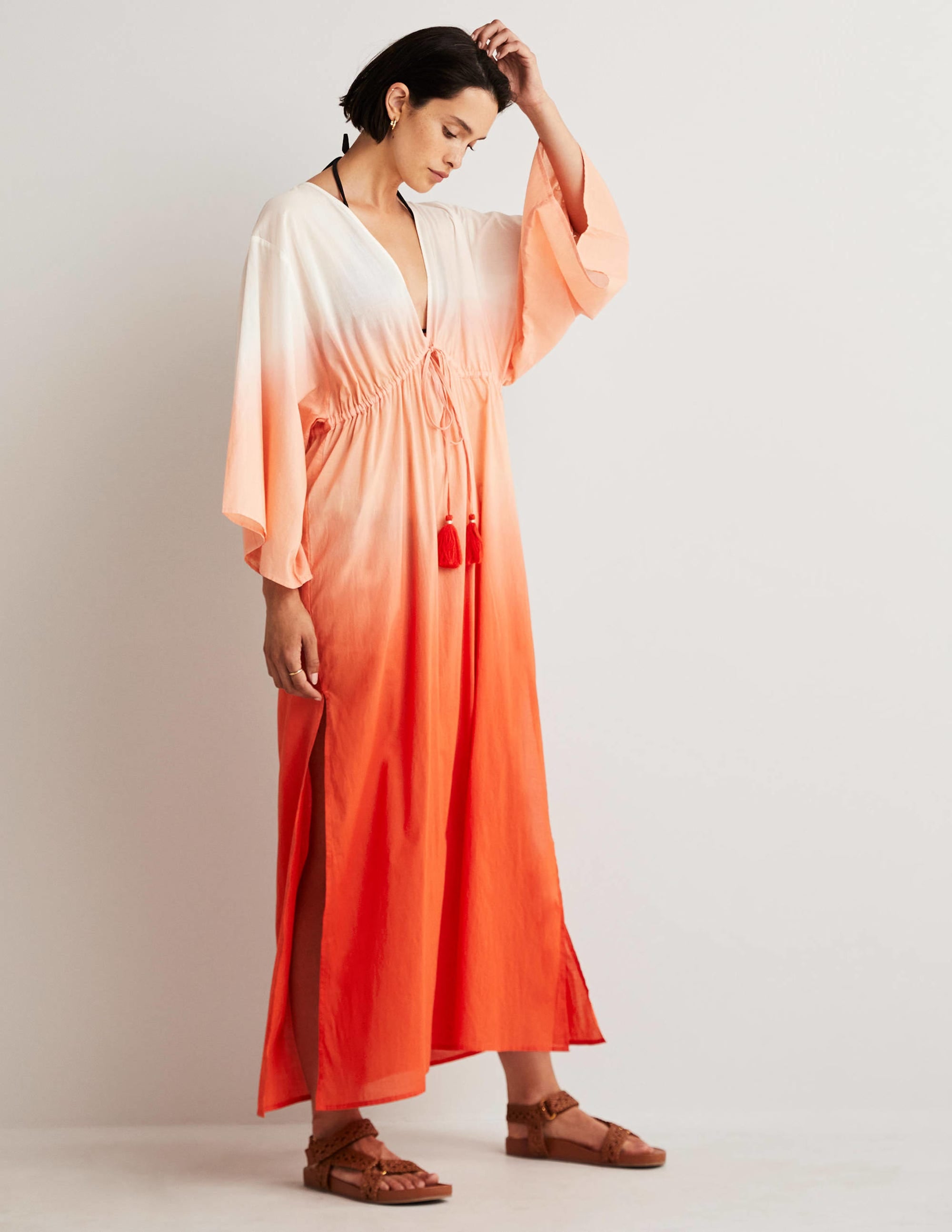 Robe-caftan longue coupe empire-Dip-dye pétard - Image 4