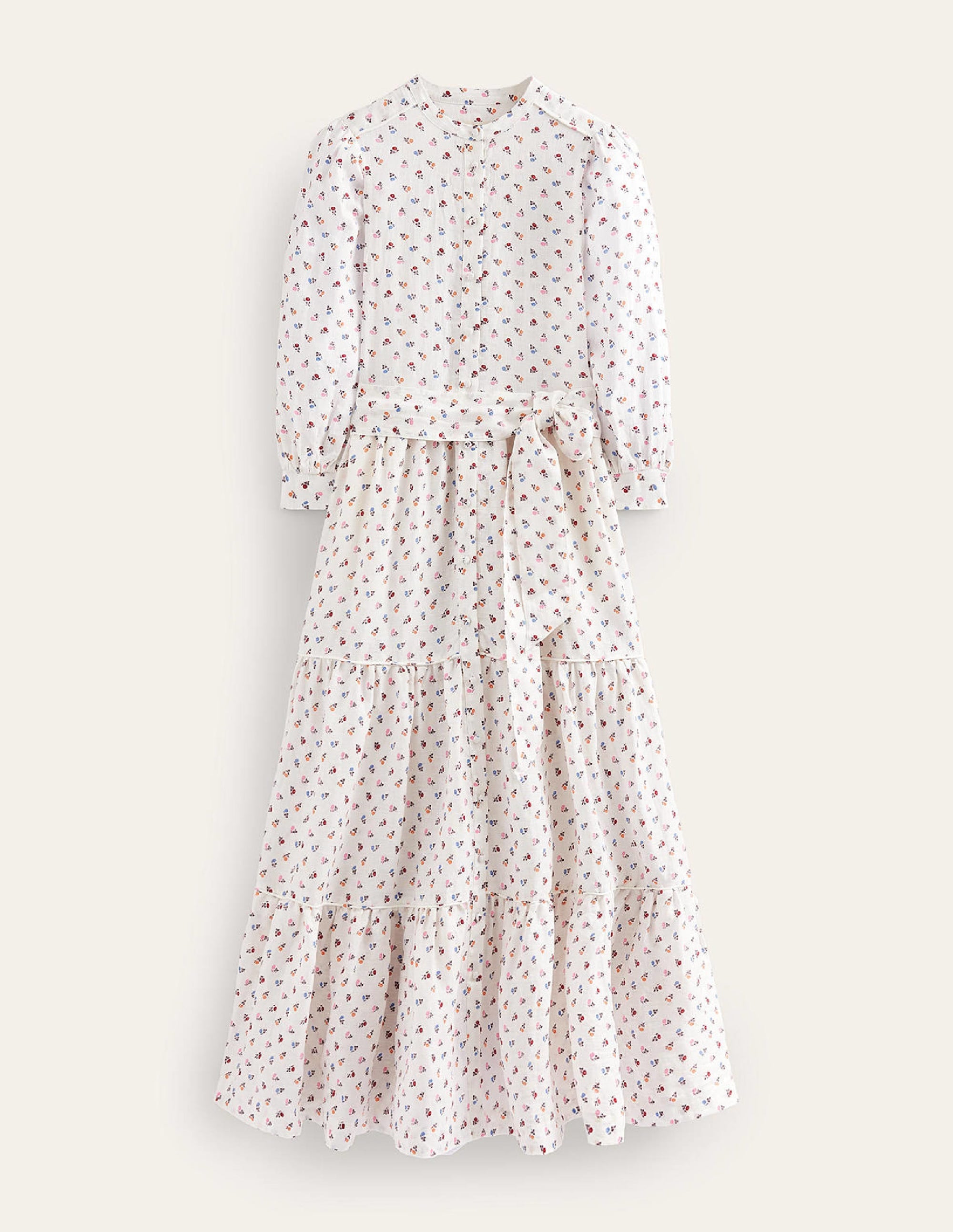 Robe longue recyclée en lin-Ivoire, motif Sweet Daisy - Image 6