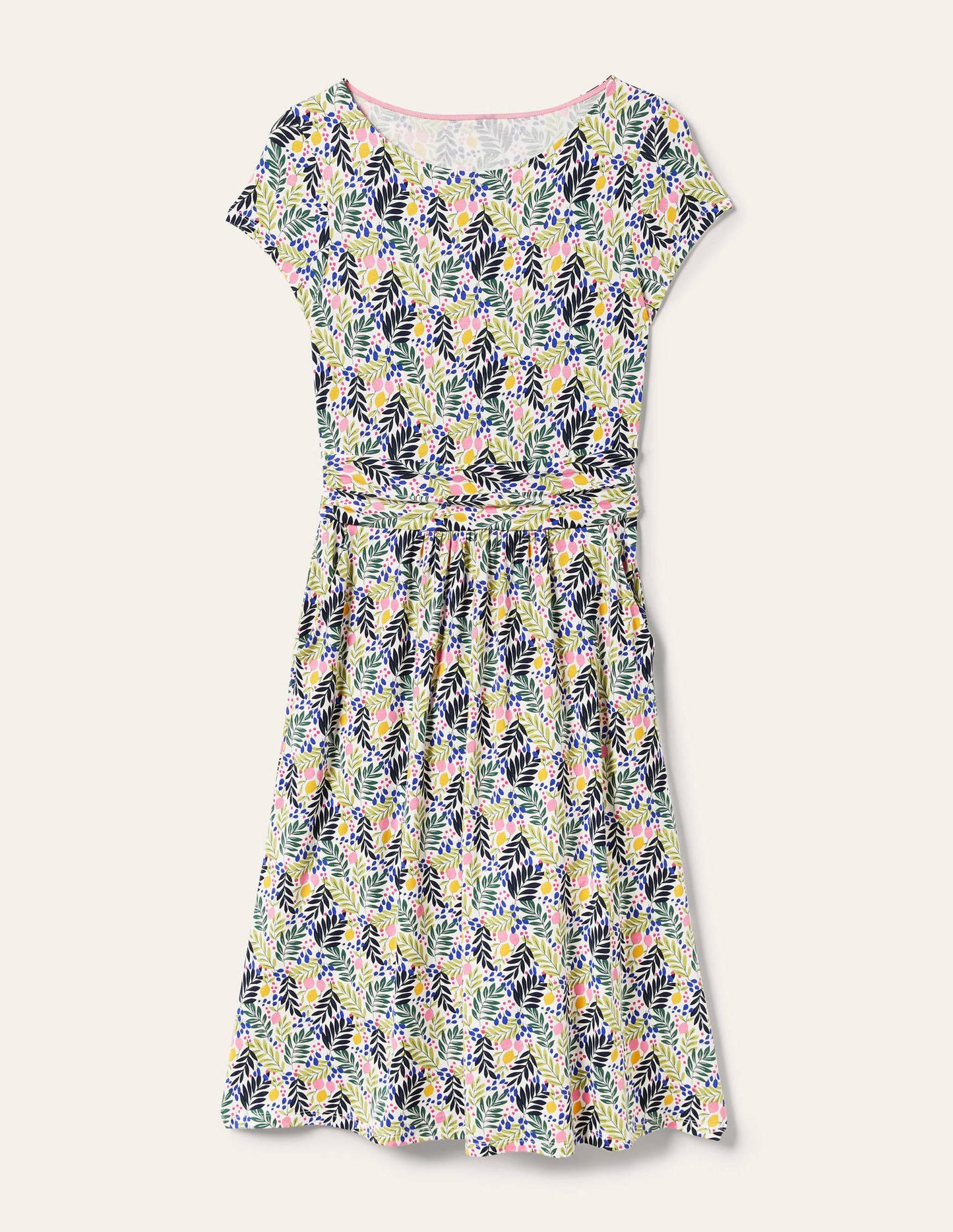 Amelie Jerseykleid-Bunt, Zitronenblätter
