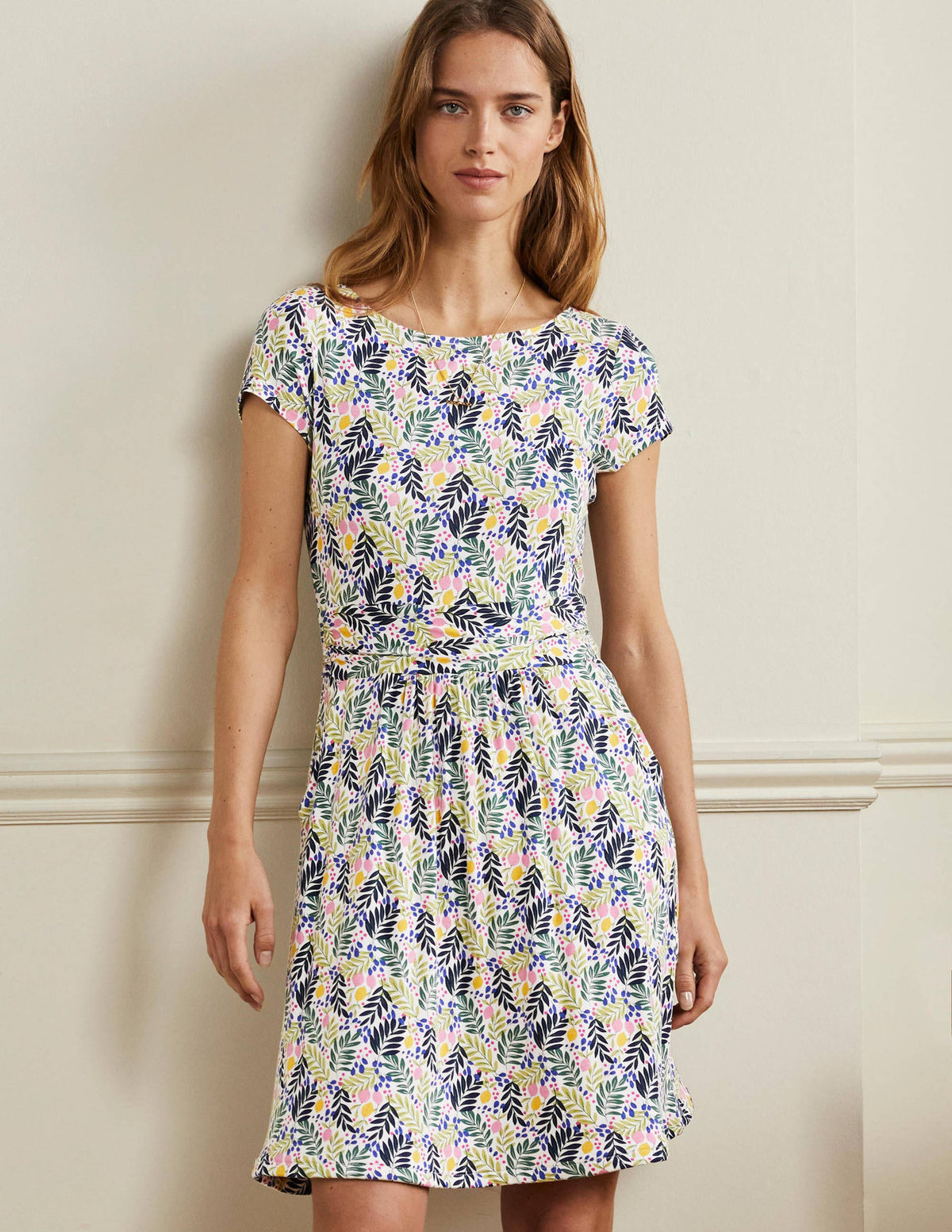 Amelie Jerseykleid-Bunt, Zitronenblätter - Image 1