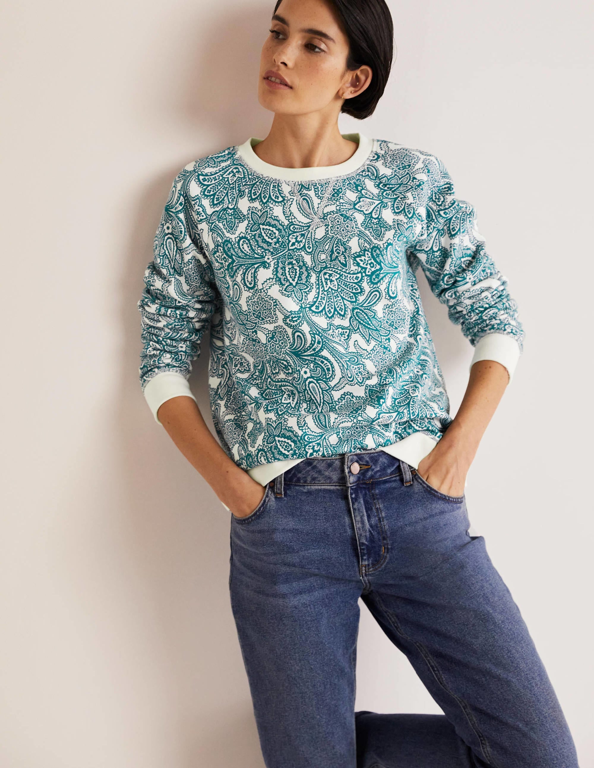 Sweat en coton imprimé-Baie de Chesapeake, motif Paisley Bud - Image 1