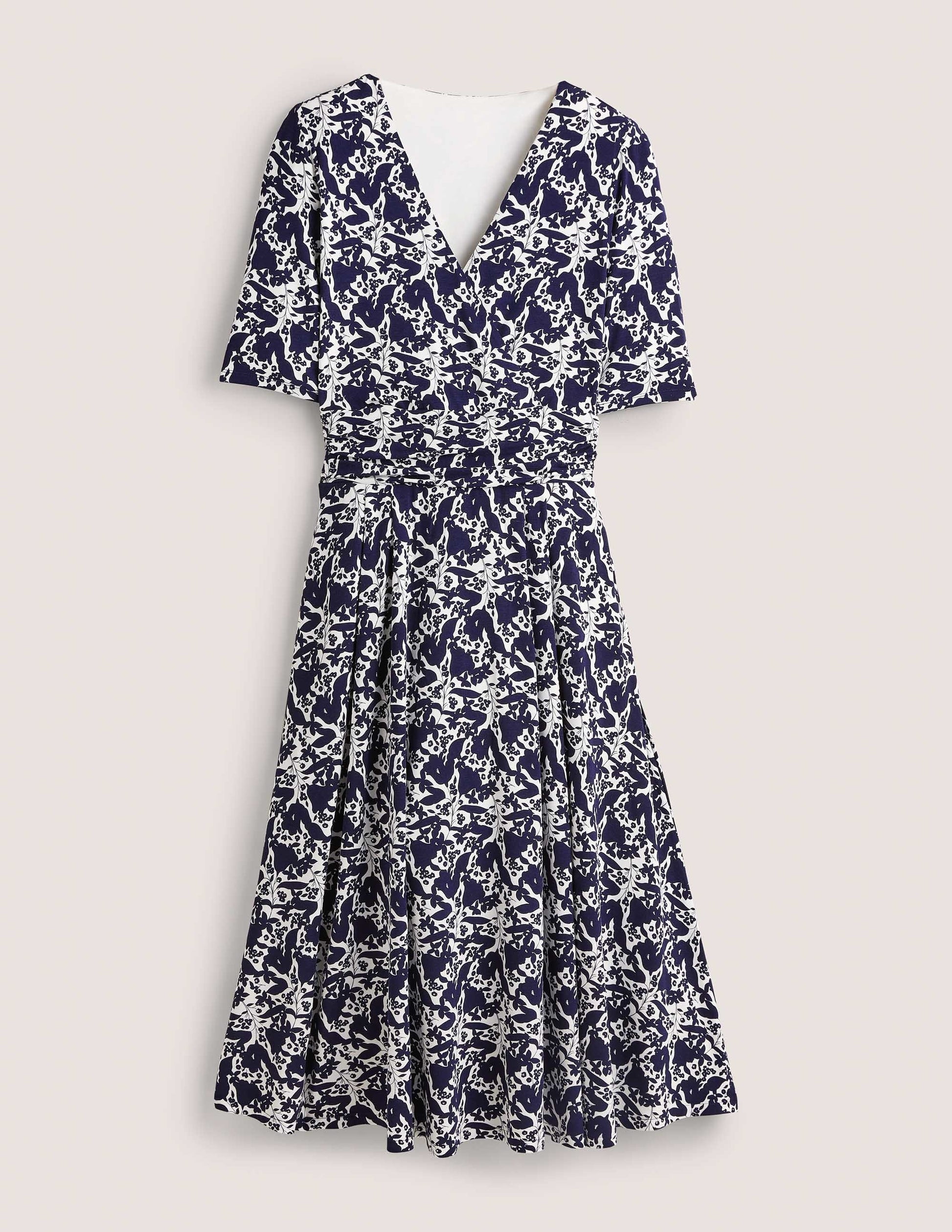 Midikleid aus Jersey mit geraffter Taille-Französisches Navy, Tulpenmuster-6