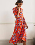 Lavinia Jersey Wrap Dress-Papaya, Wildflower Prairie