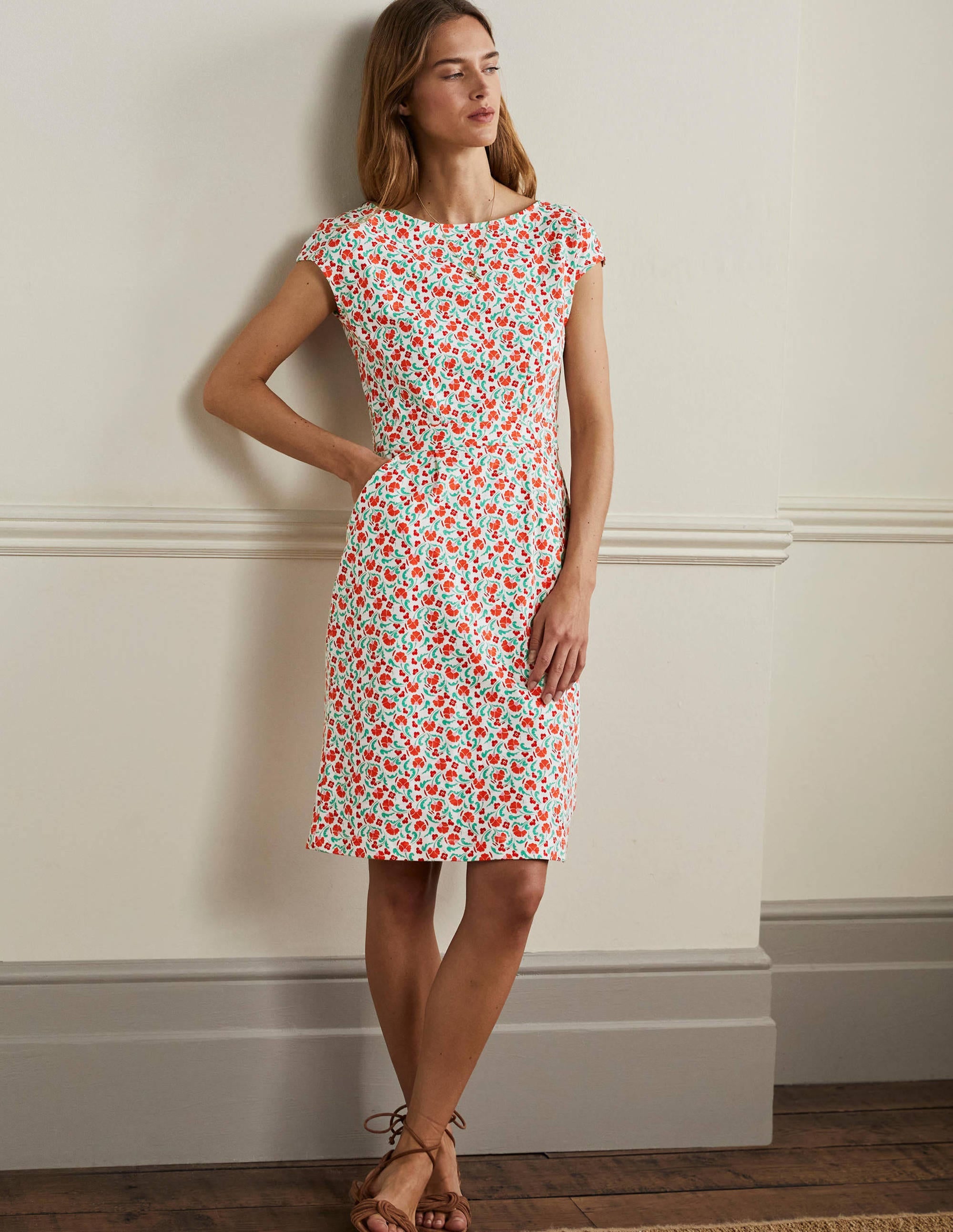 Robe Florrie en jersey-Motif Delicate Bud papaye vif - Image 1