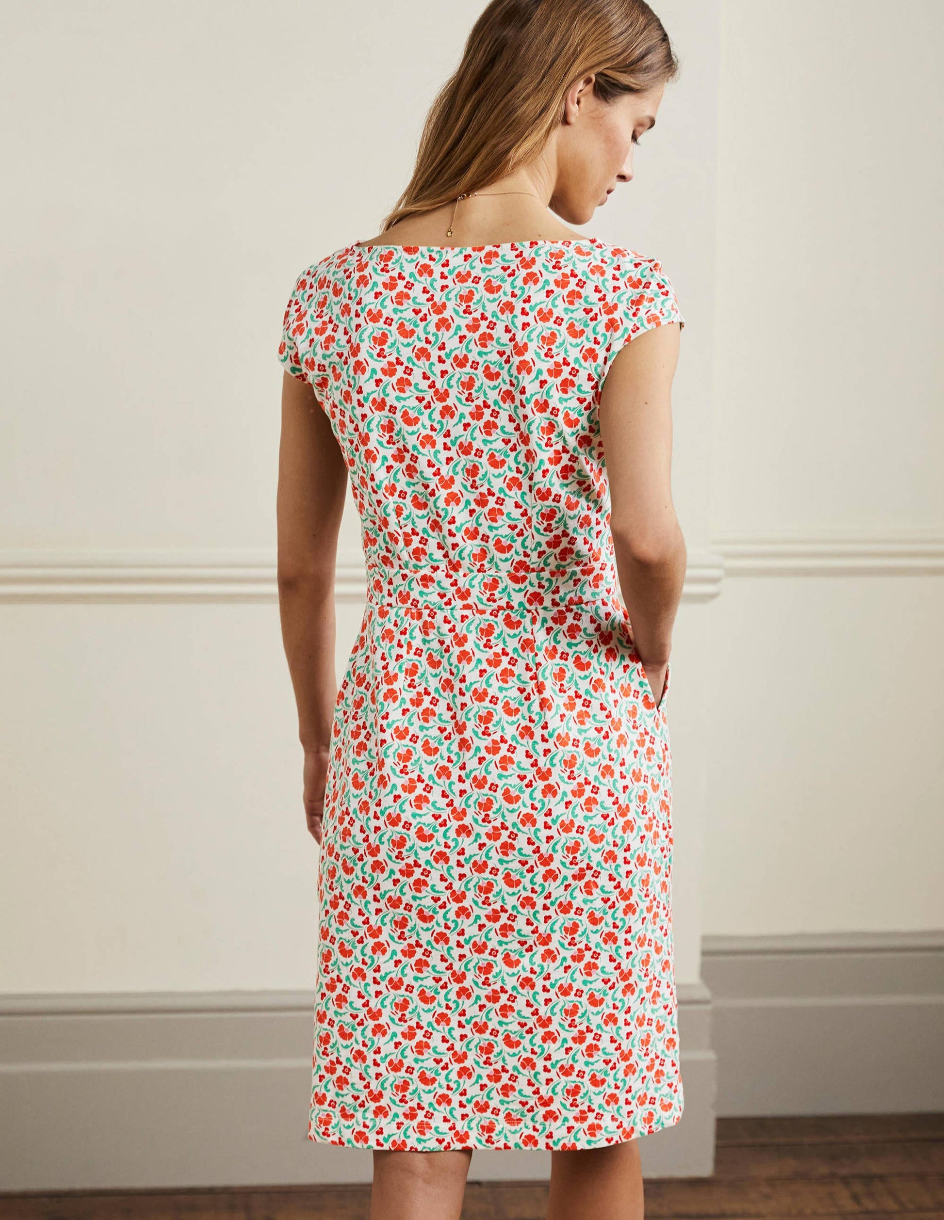 Robe Florrie en jersey-Motif Delicate Bud papaye vif-3