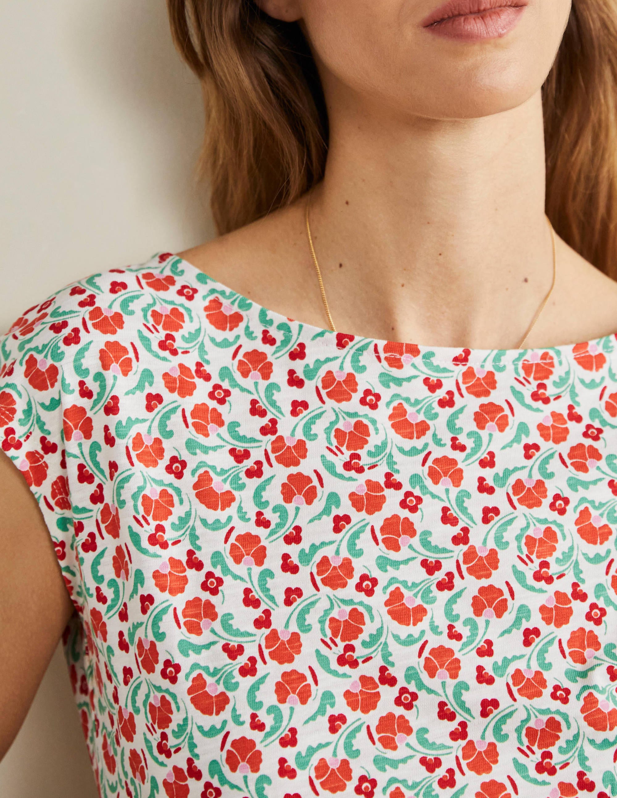 Robe Florrie en jersey-Motif Delicate Bud papaye vif - Image 5