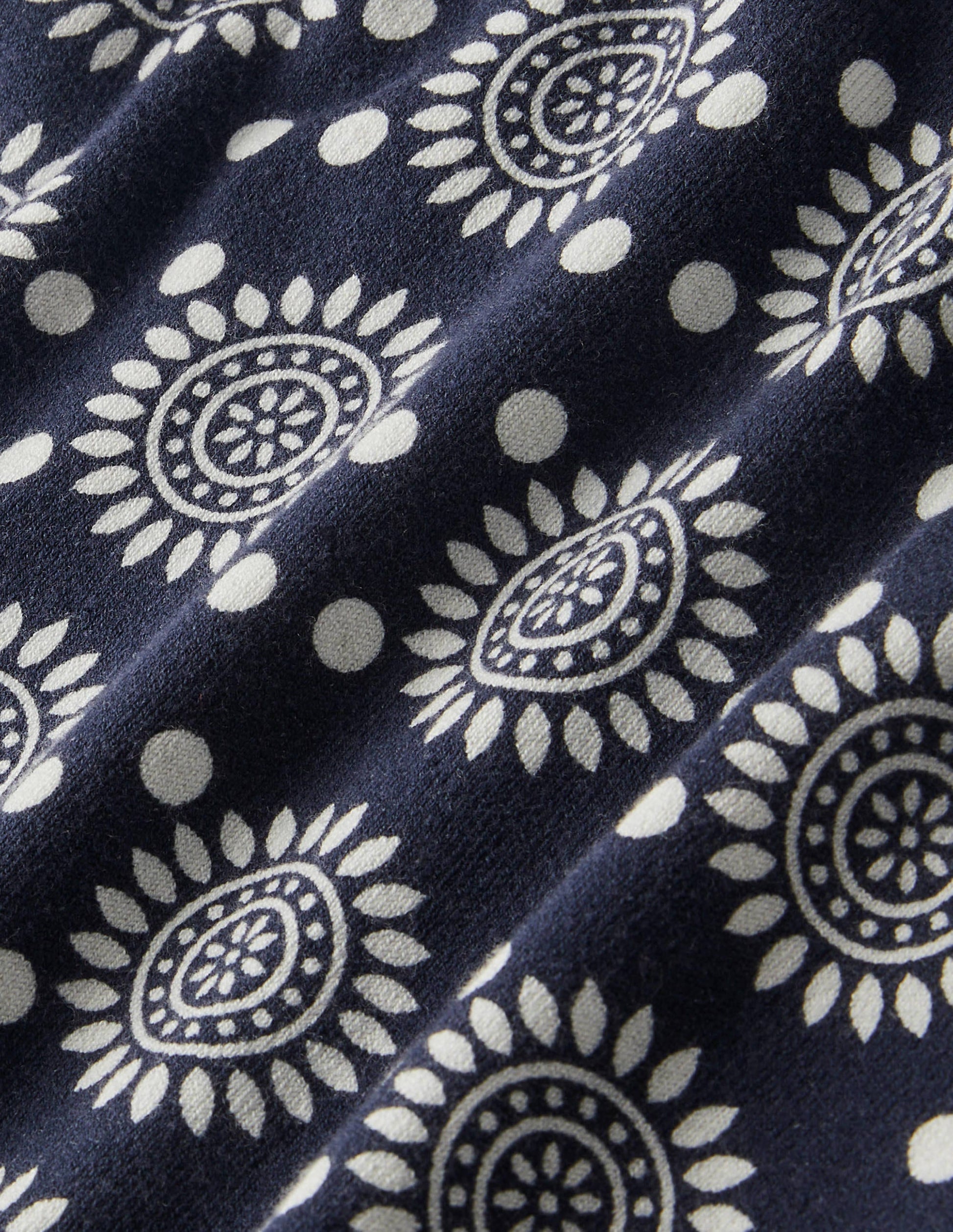 Cotton Crew Knitted Top-French Navy, Sun Geo-5