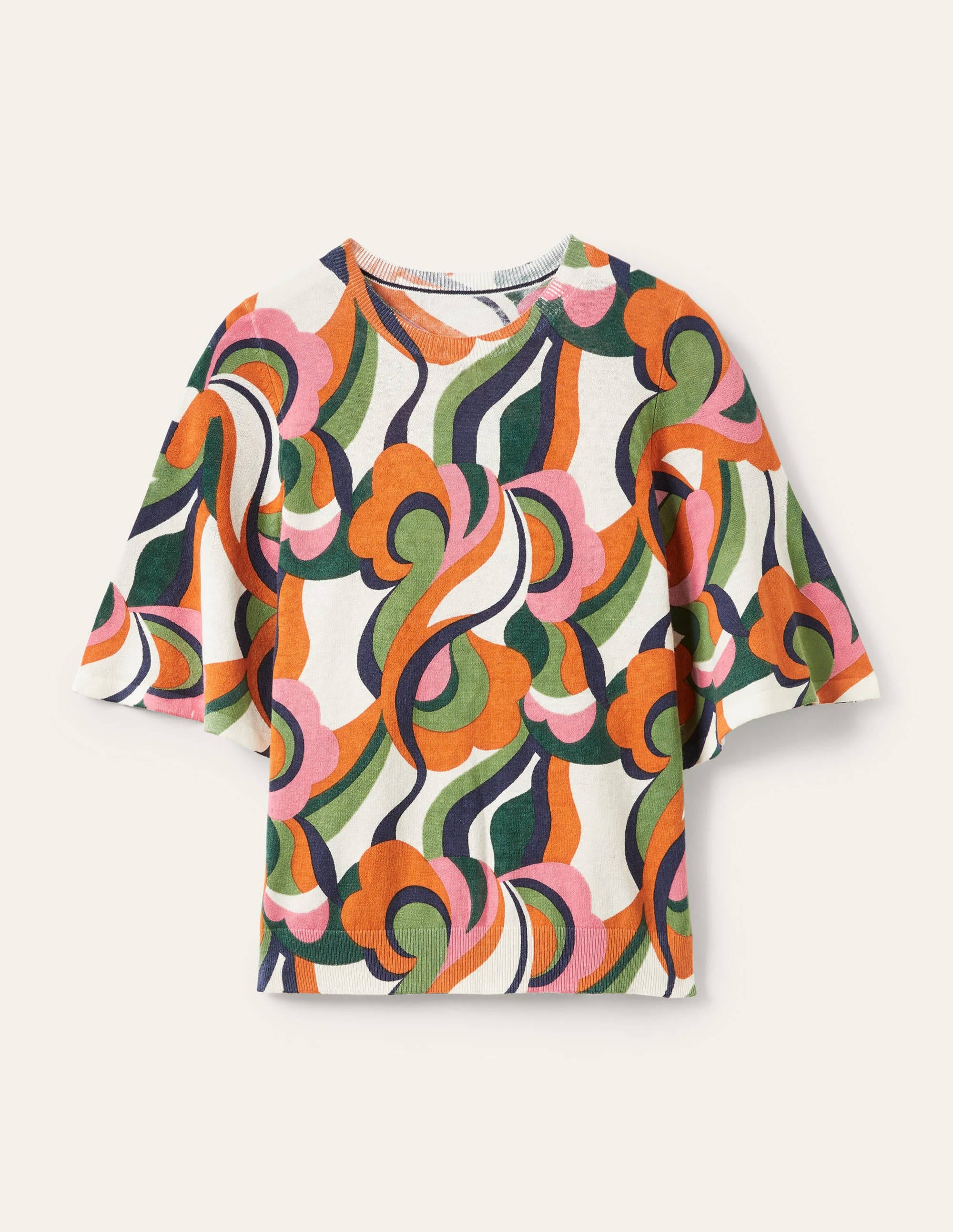 Cara Strick-T-Shirt-Abstraktes Wirbelmuster, Bunt - Image 6