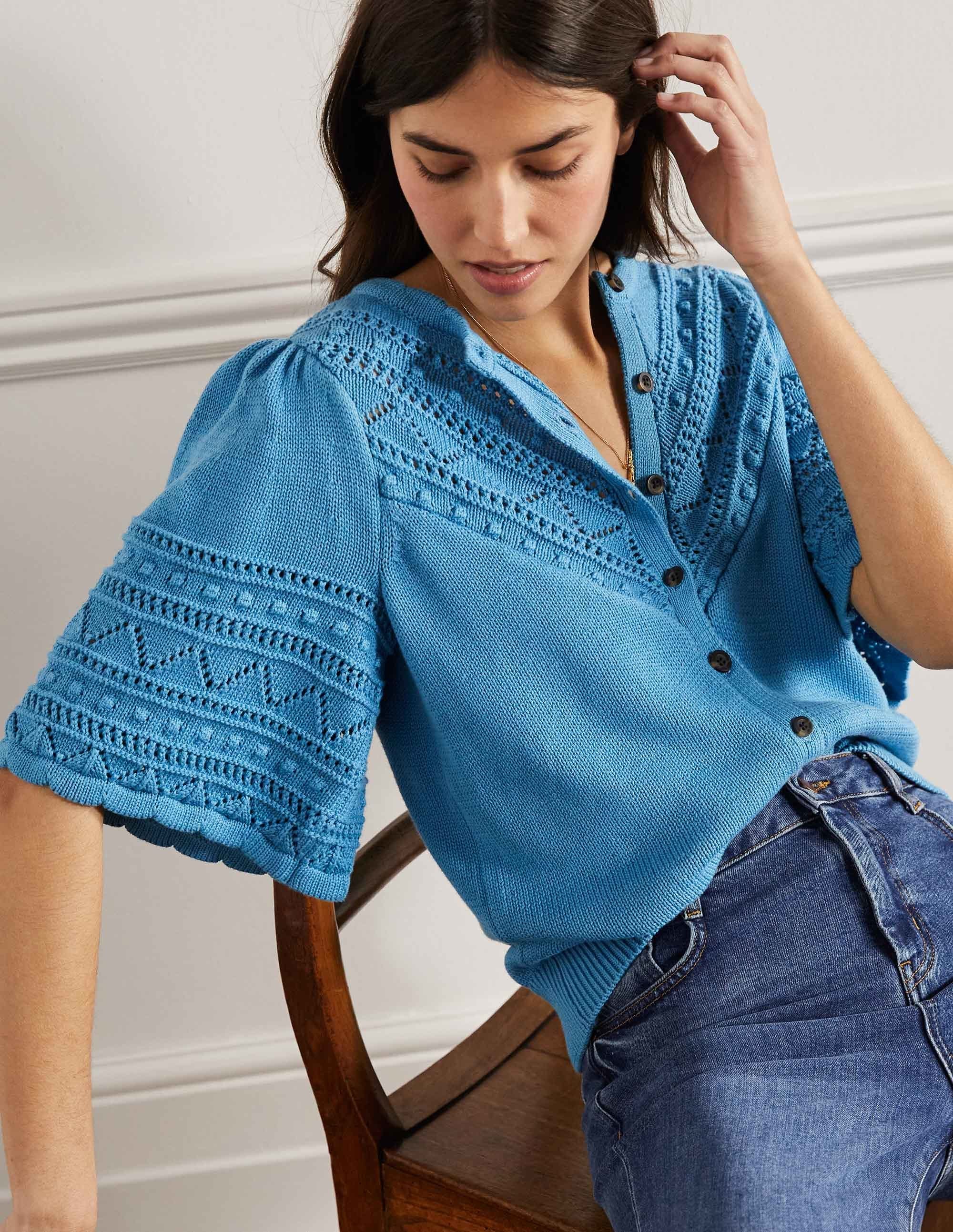 Wide Sleeve Crochet Cardigan-Mountain Spring - Image 4