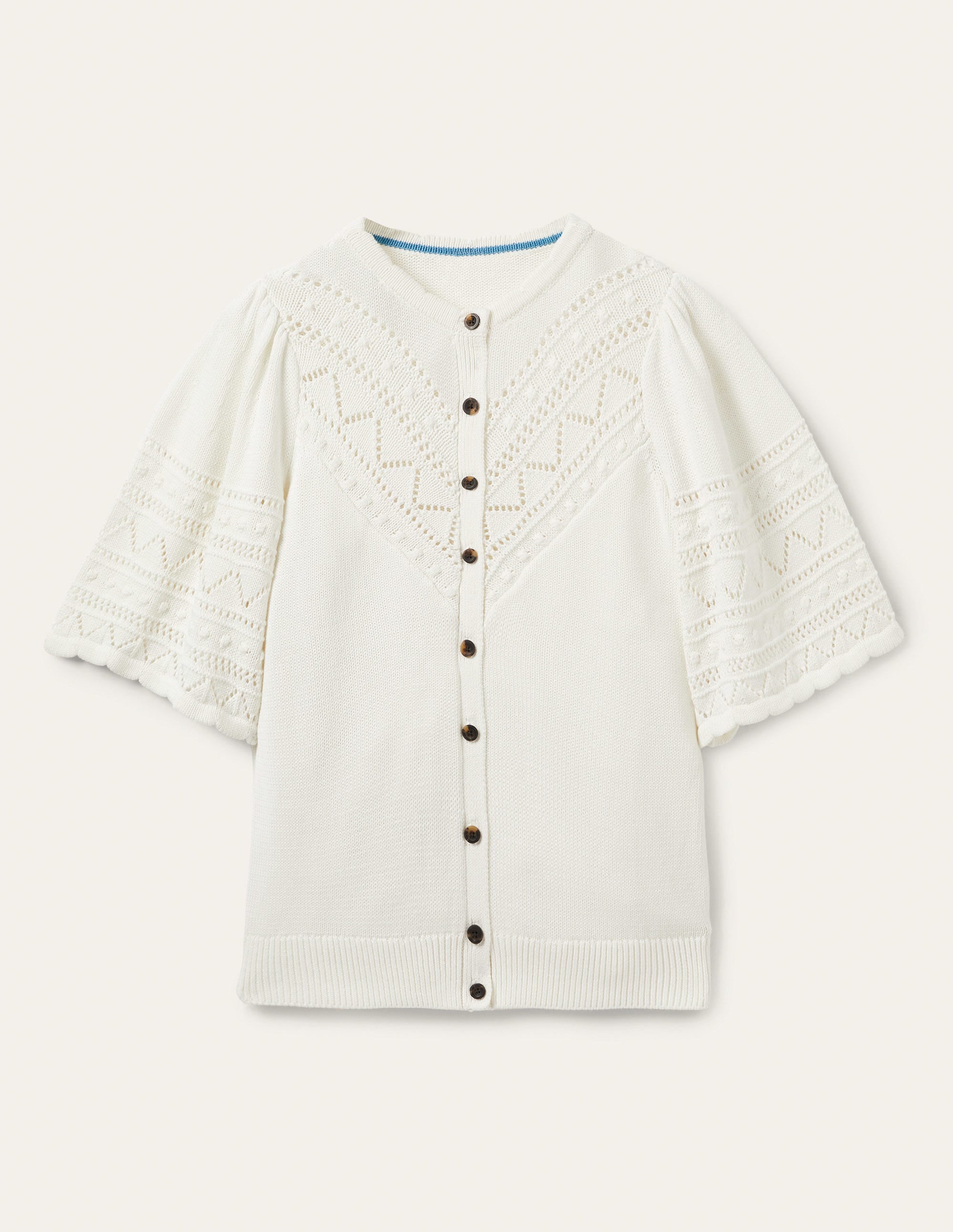Häkel-Cardigan mit weiten Ärmeln-Naturweiß - Image 7