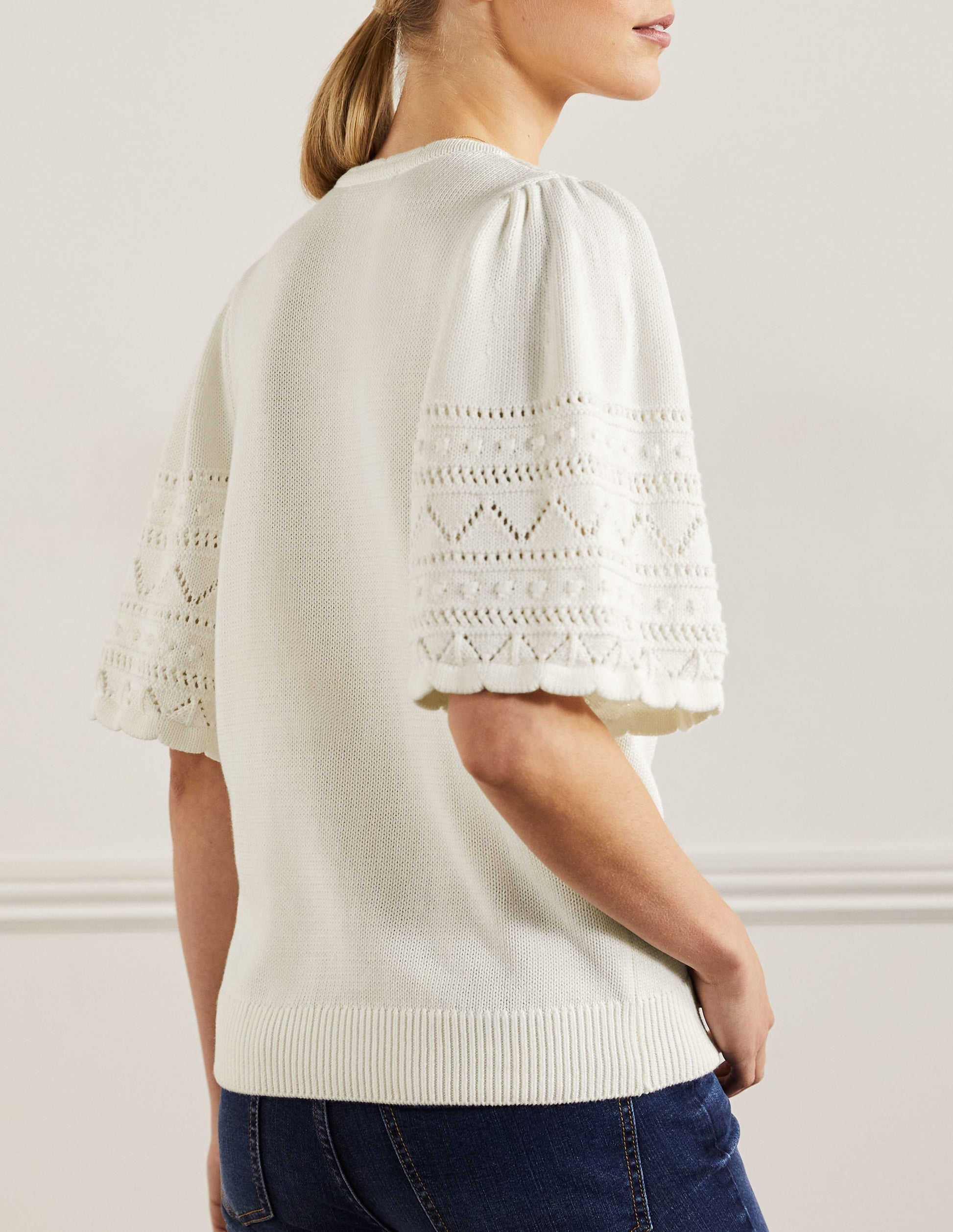 Häkel-Cardigan mit weiten Ärmeln-Naturweiß-3