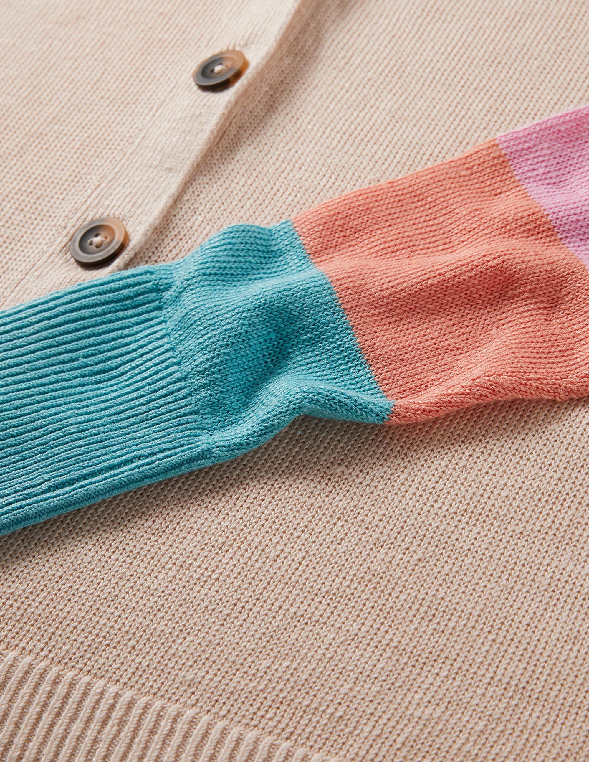Gilet colourblock en lin-Bonbon corail craie - Image 6