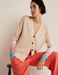Gilet colourblock en lin-Bonbon corail craie