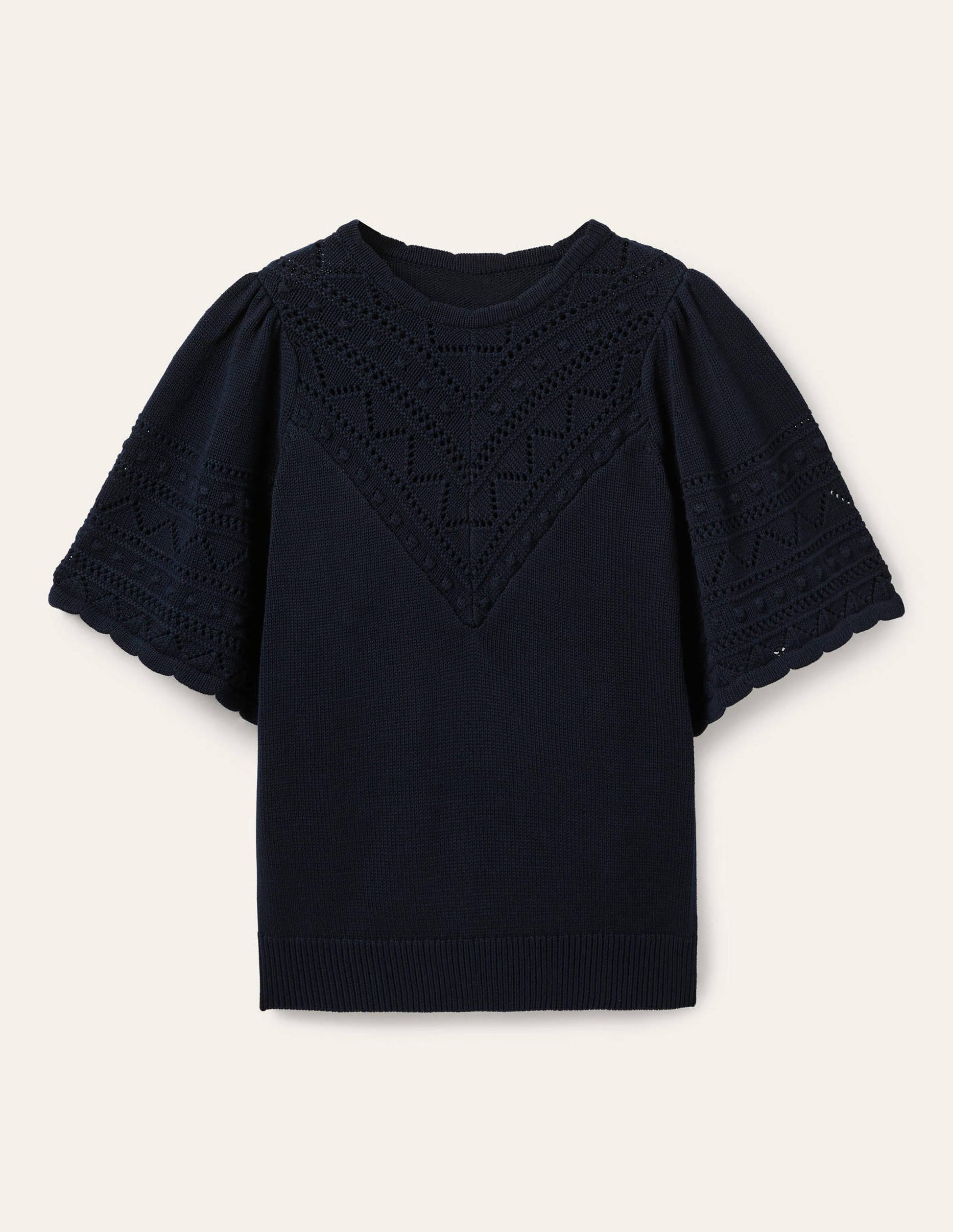 Häkel-Pullover mit weiten Ärmeln-Marineblau-5